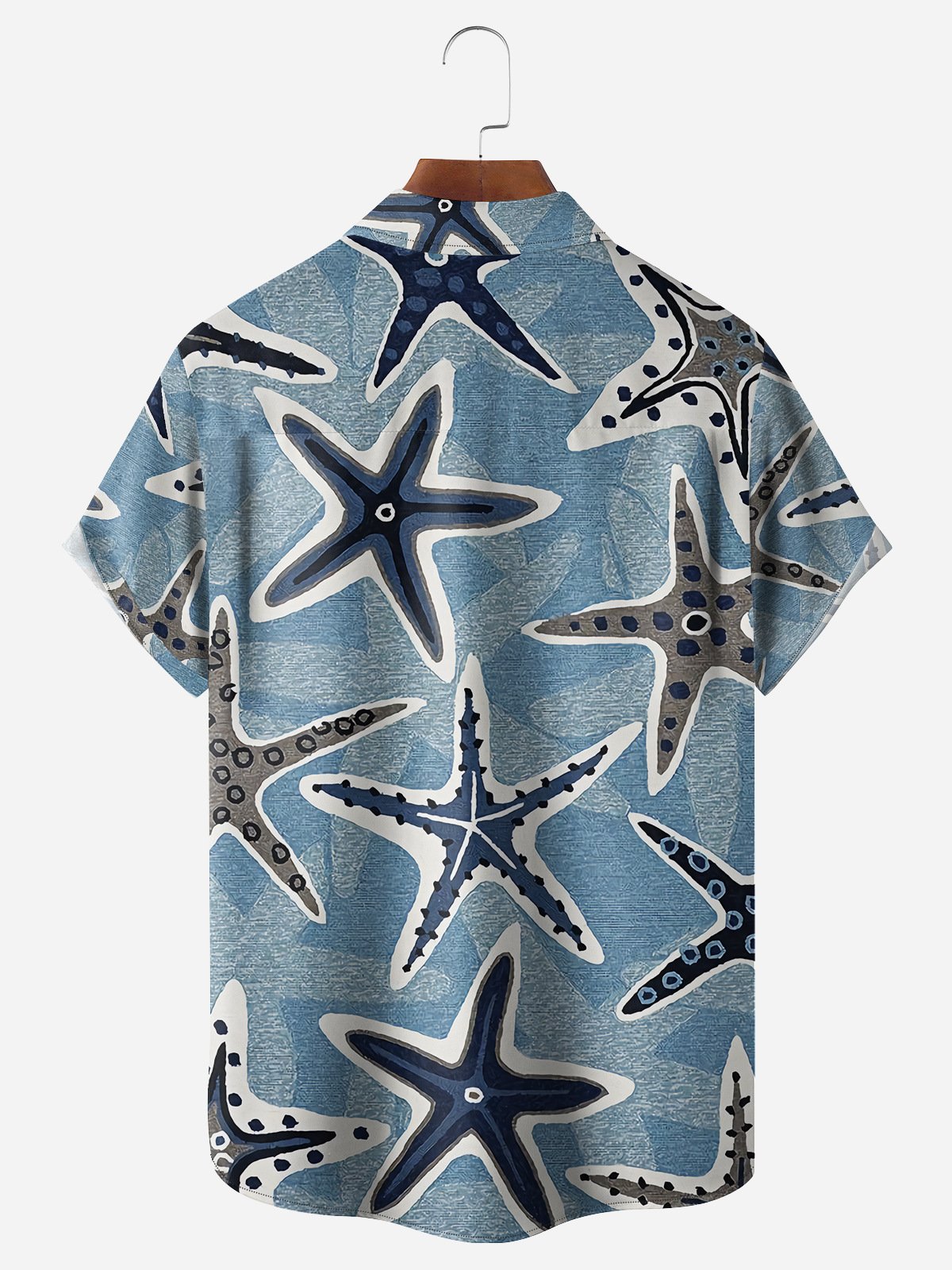 Starfish Marine Life Chest Pocket Short Sleeve Hawaiian Shirt