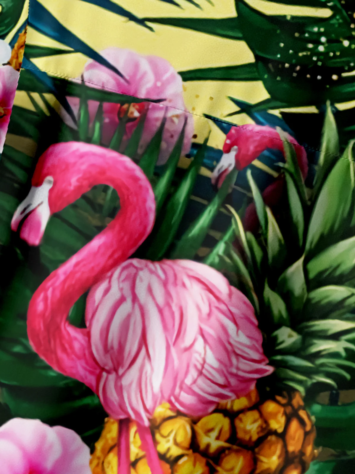 Flamingo Chest Pocket Short Sleeve Hawaiian Shirt
