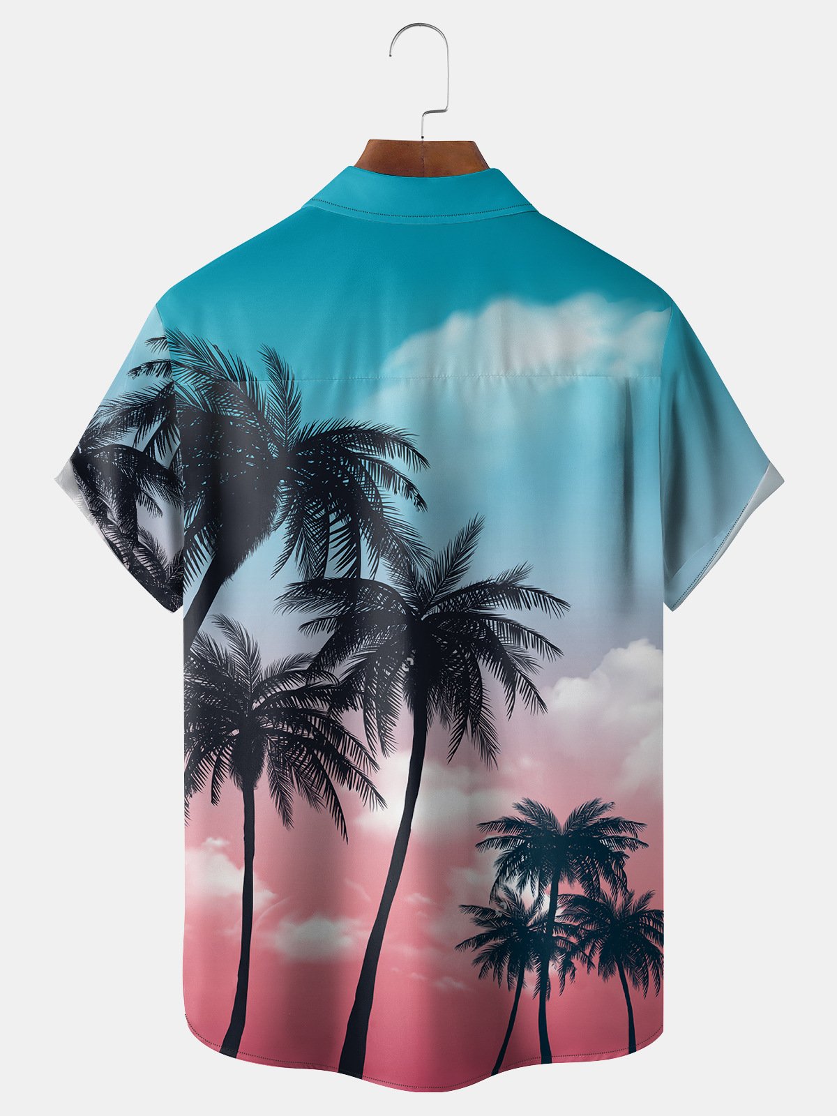 Coconut Tree Chest Pocket Short Sleeve Hawaiian Shirt