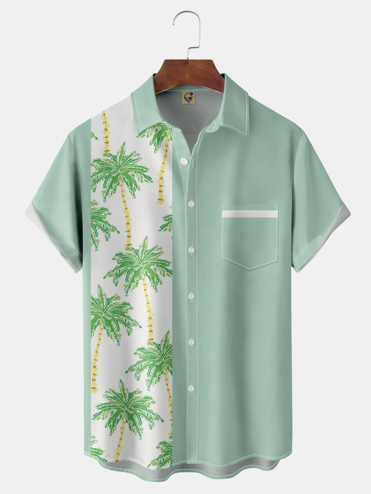 Coconut Tree Chest Pocket Short Sleeve Bowling Shirt