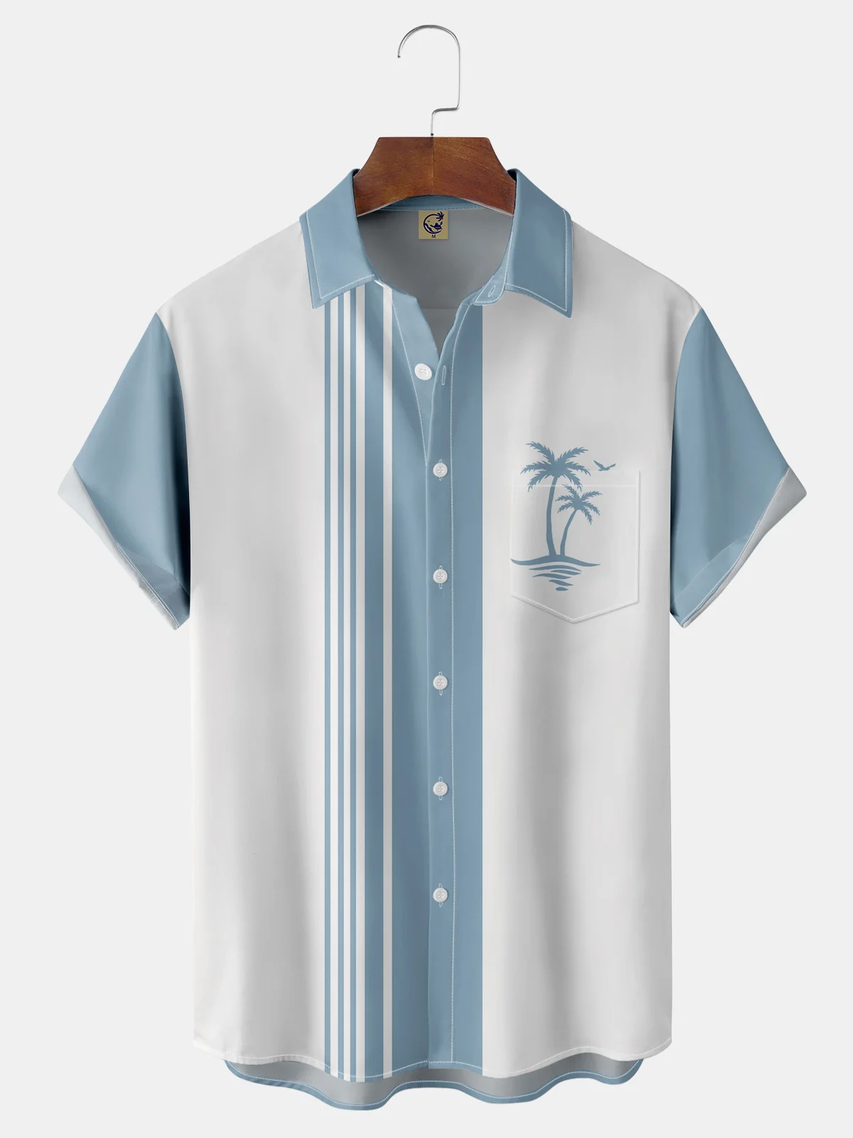 Coconut Tree Chest Pocket Short Sleeve Bowling Shirt