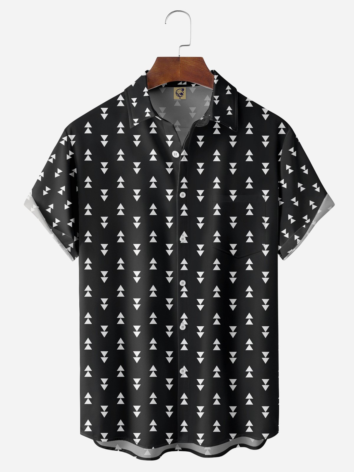 Geometric Chest Pocket Short Sleeve Casual Shirt