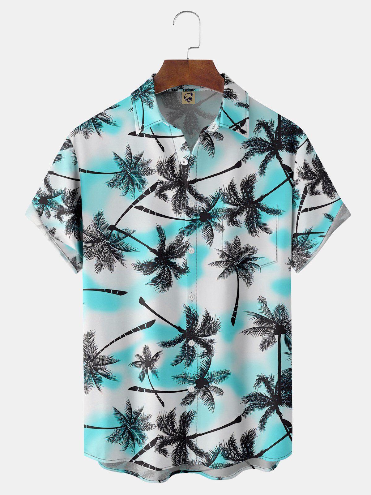 Coconut Tree Chest Pocket Short Sleeve Hawaiian Shirt