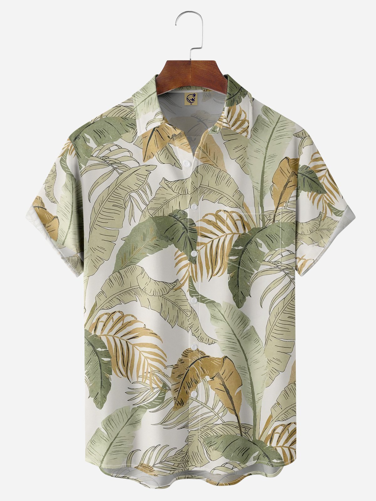 Palm Tree Chest Pocket Short Sleeve Hawaiian Shirt