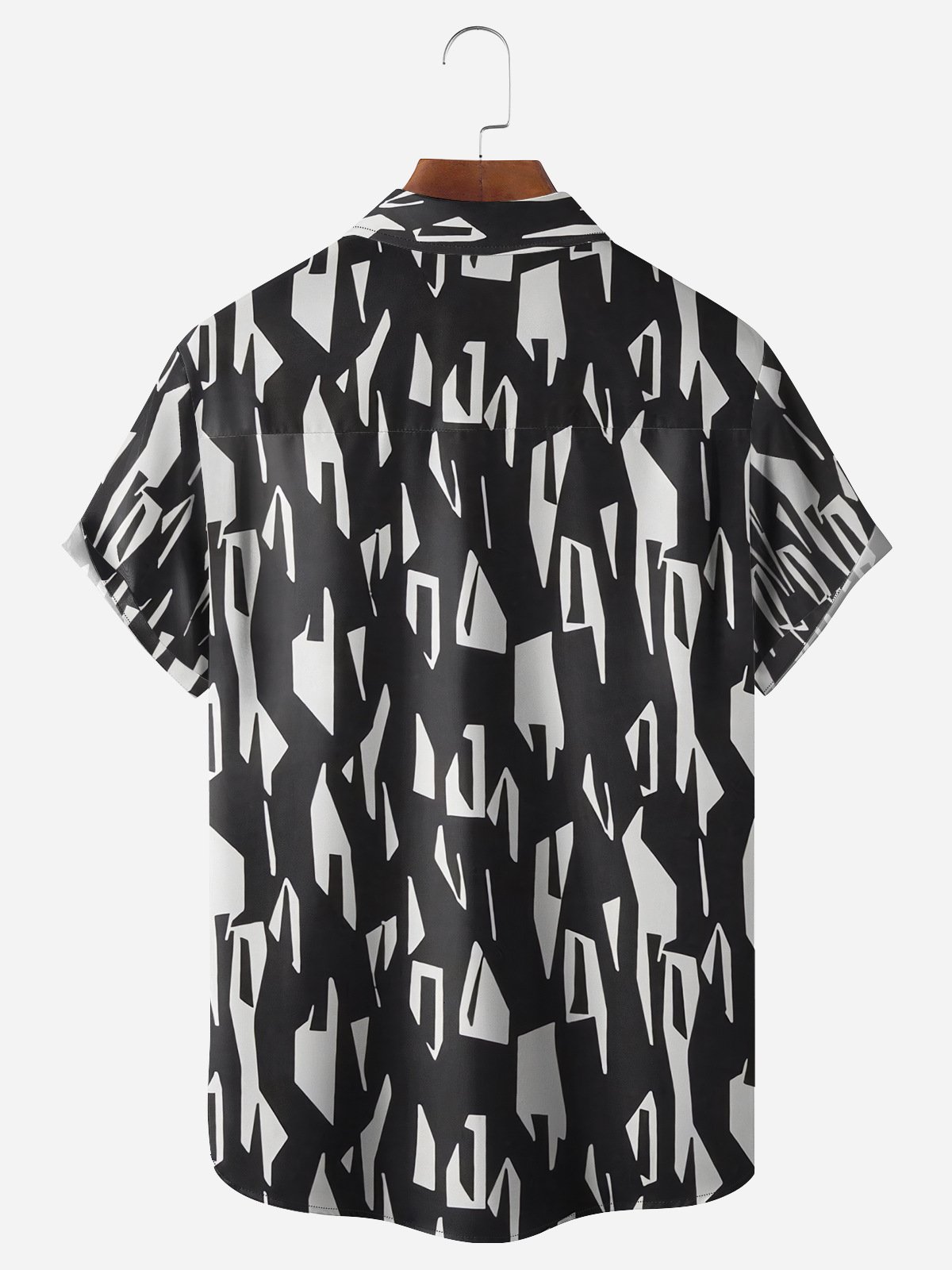 Geometric Chest Pocket Short Sleeve Casual Shirt