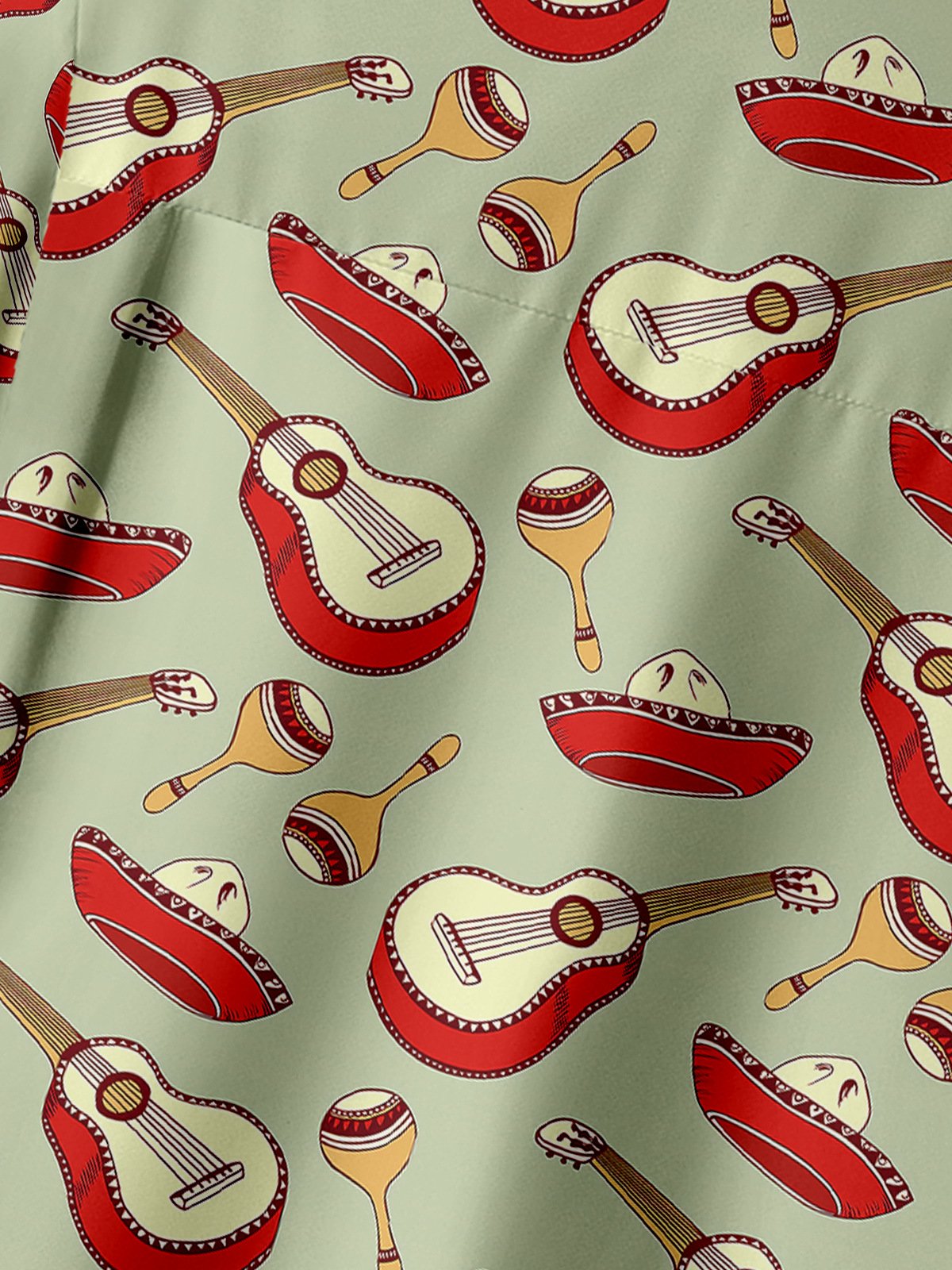 Cinco De Mayo Dinosaur Chest Pocket Short Sleeve Shirt