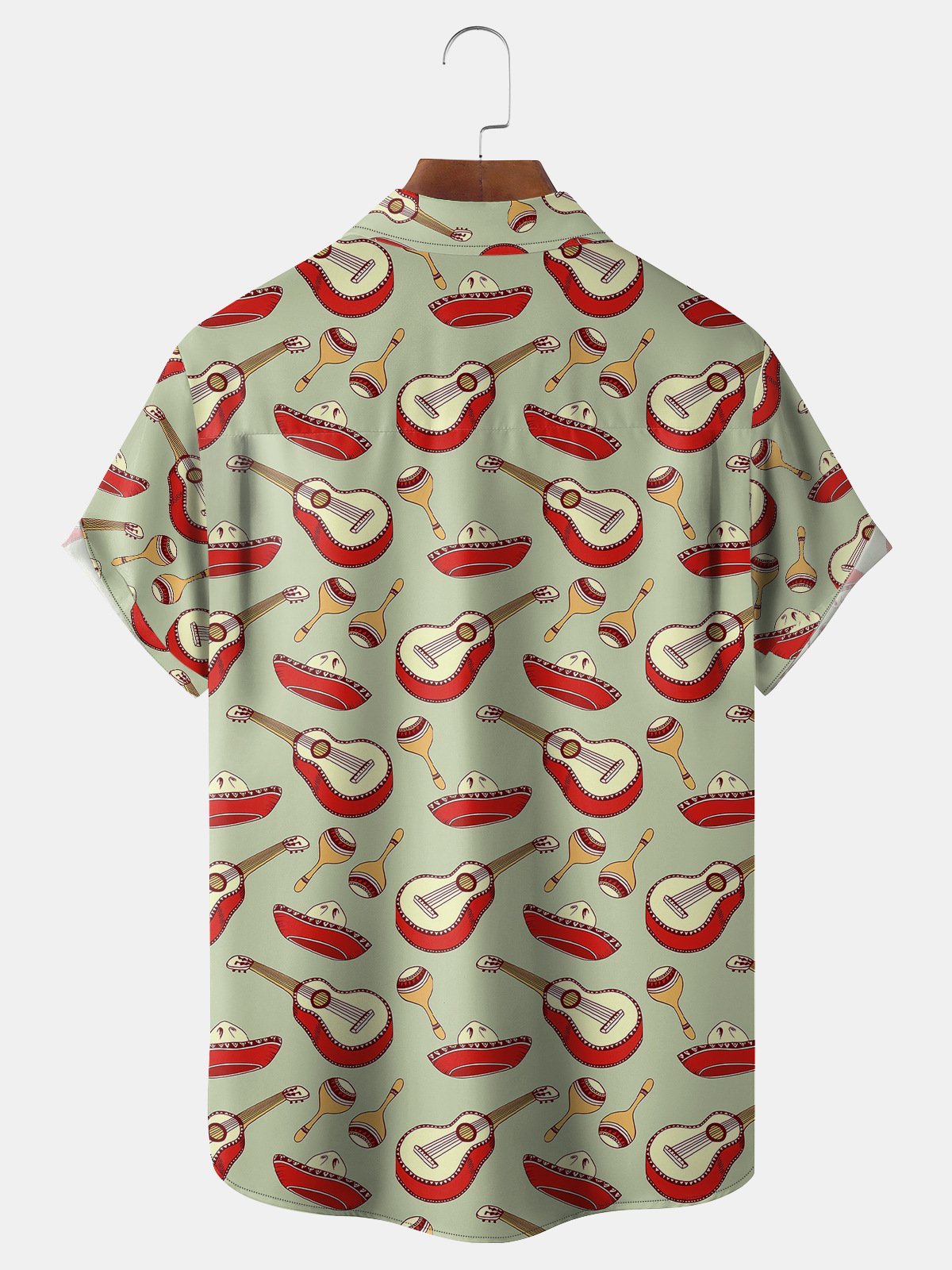 Cinco De Mayo Dinosaur Chest Pocket Short Sleeve Shirt