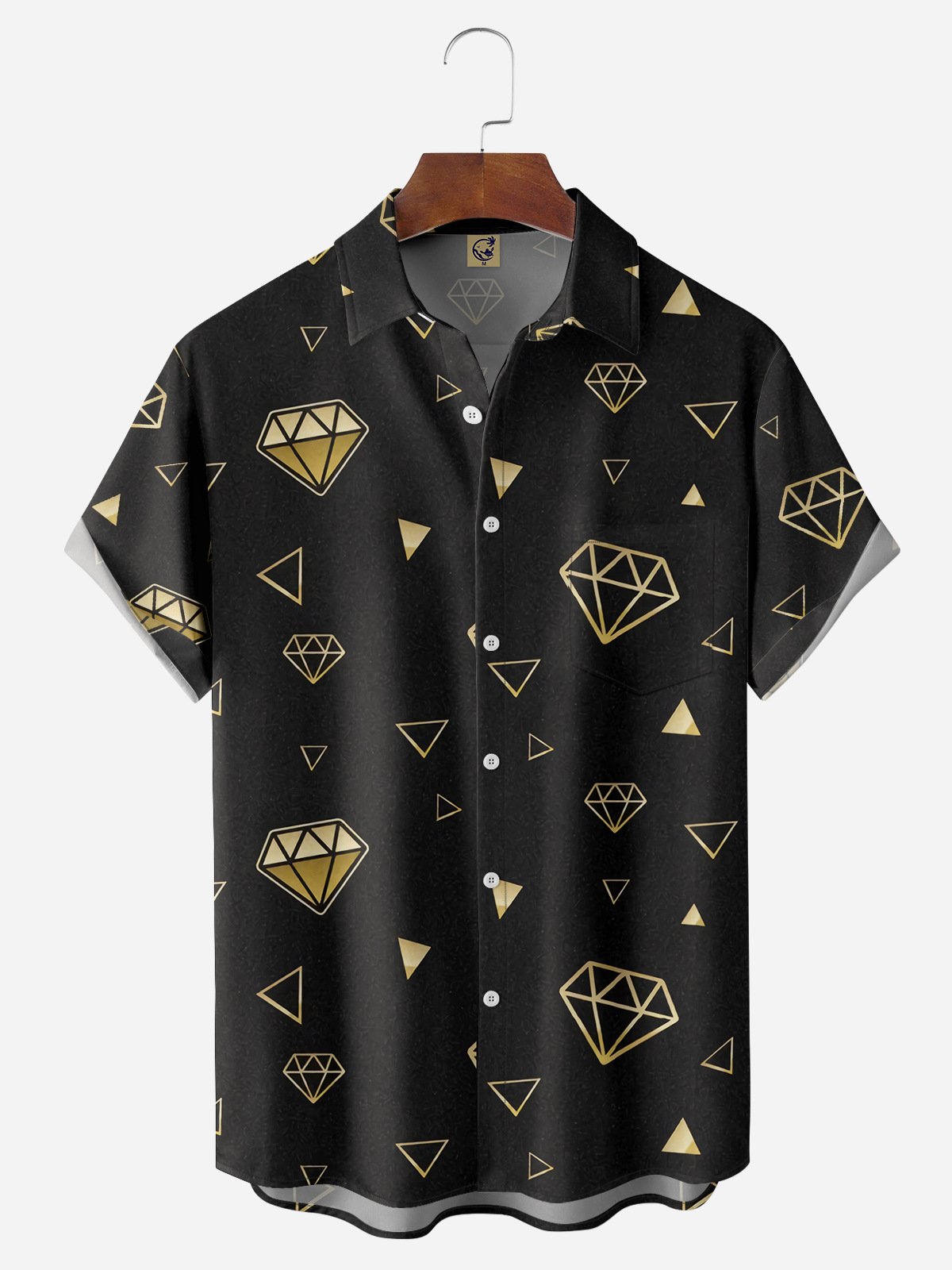Diamond Check Chest Pocket Short Sleeve Casual Shirt