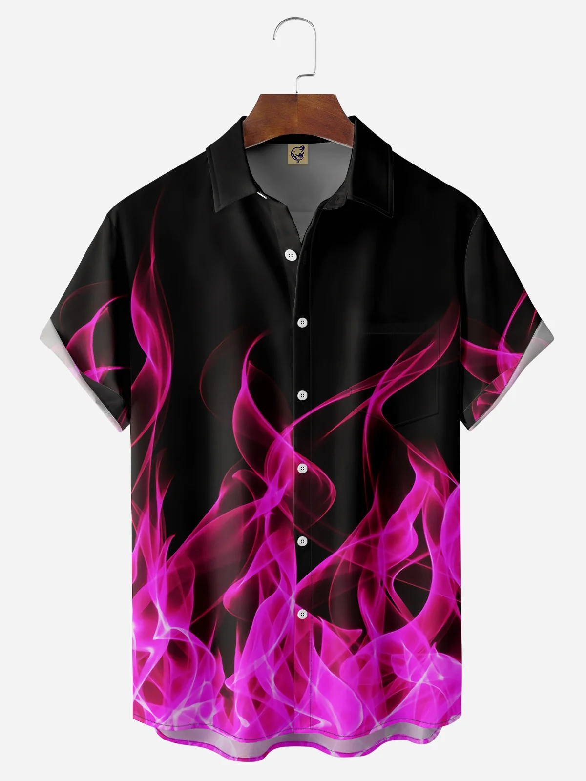 Flame Chest Pocket Short Sleeve Casual Shirt