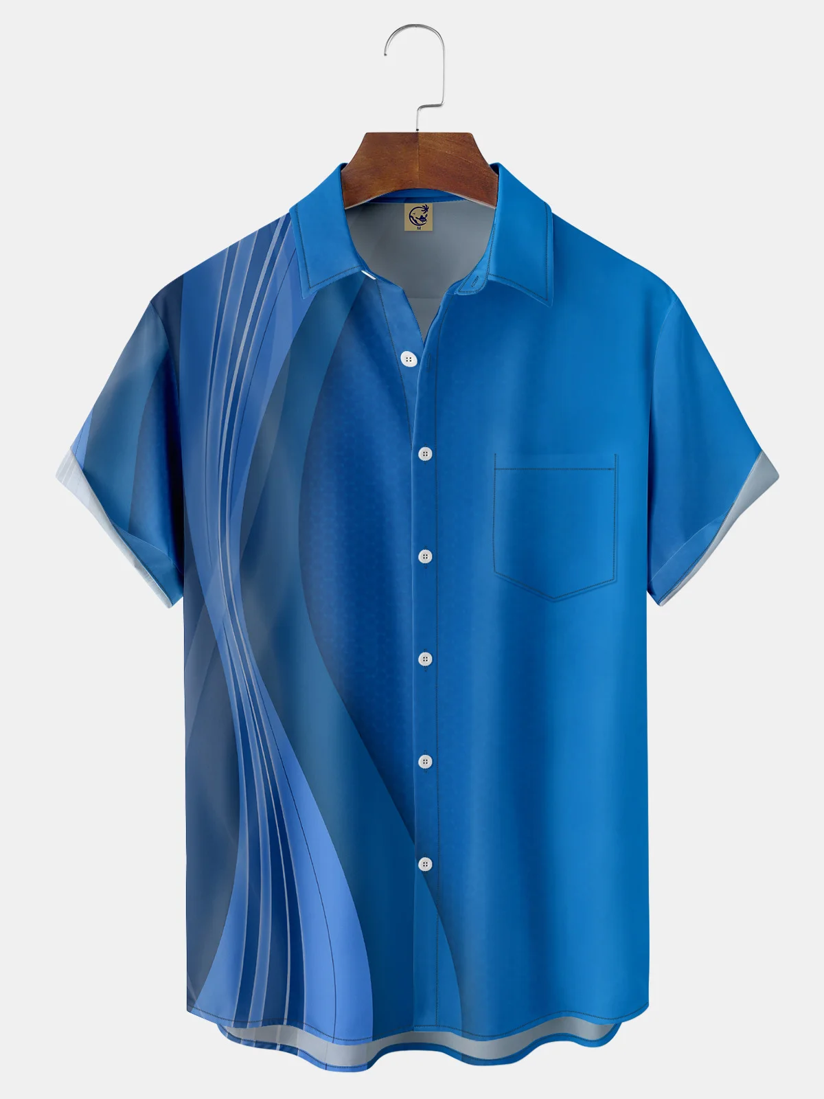 Gradient Pattern Chest Pocket Short Sleeve Shirt