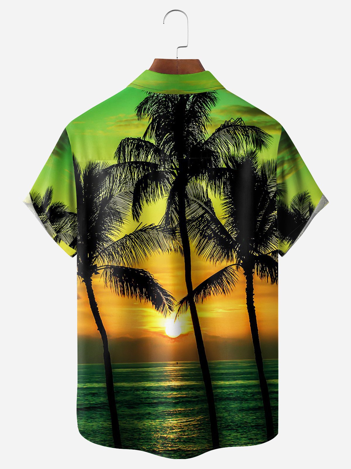 Coconut Tree Chest Pocket Short Sleeve Hawaiian Shirt