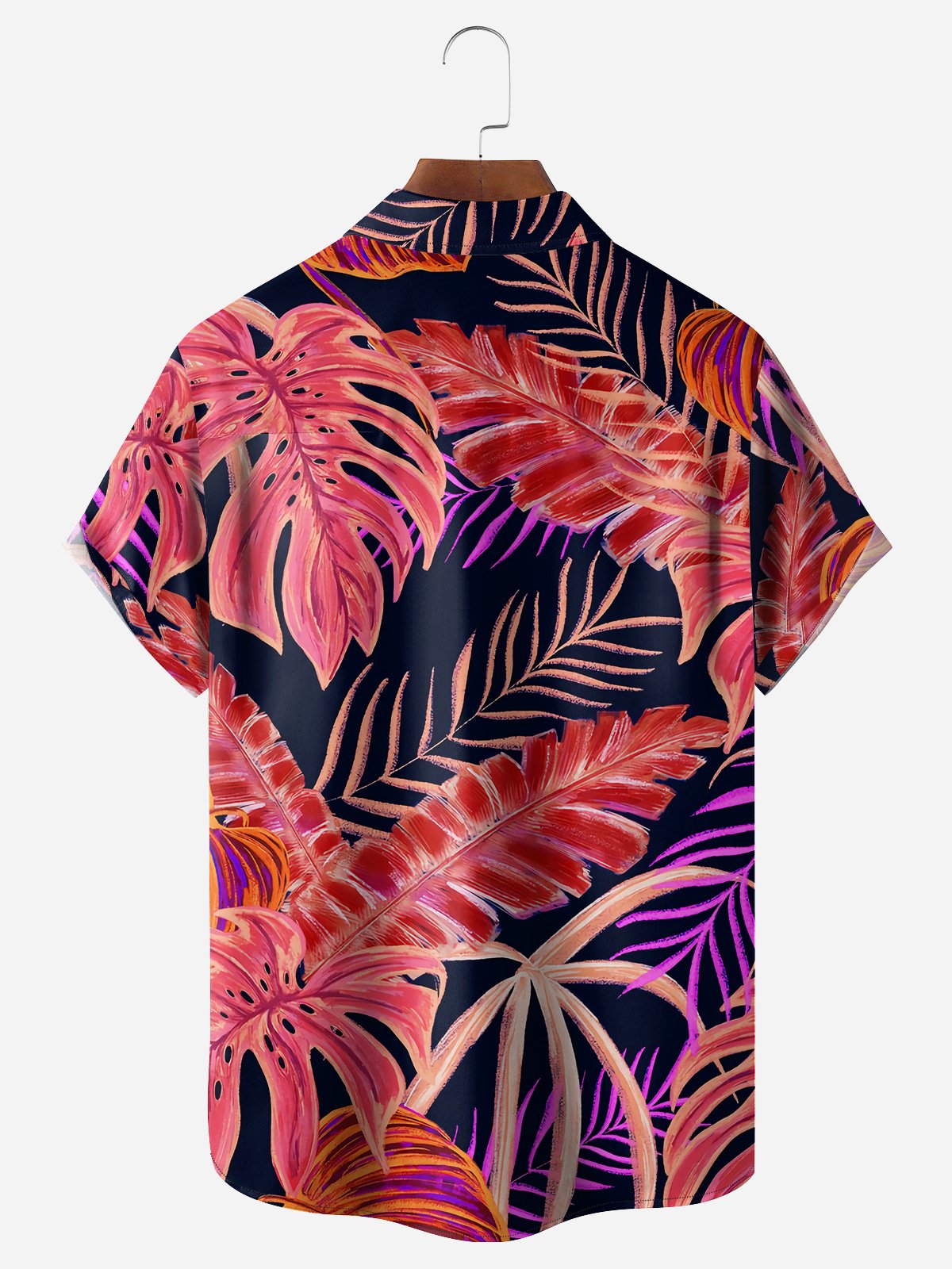 Tropical Plants Chest Pocket Short Sleeve Hawaiian Shirt