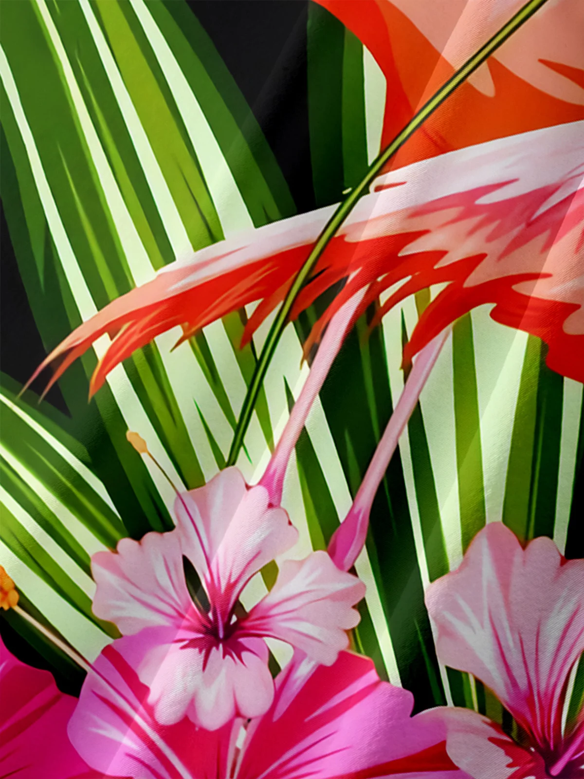 Flamingo Chest Pocket Short Sleeve Hawaiian Shirt