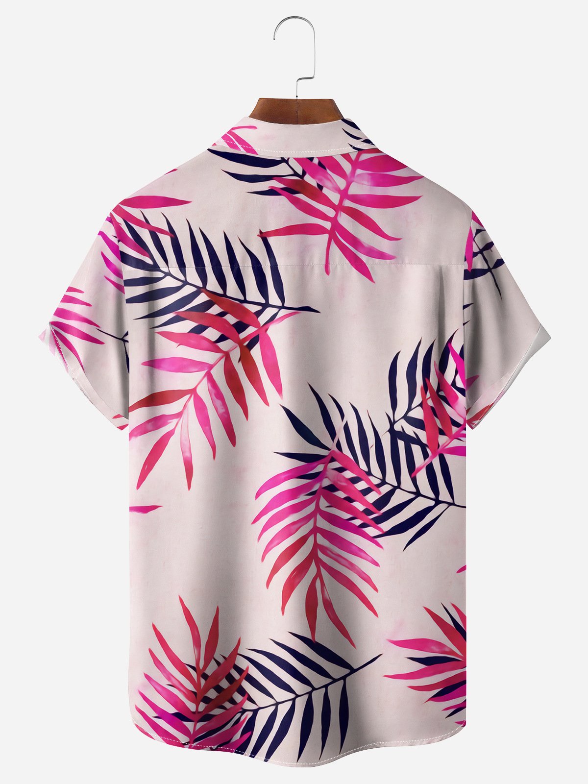 Palm Leaf Chest Pocket Short Sleeve Hawaiian Shirt