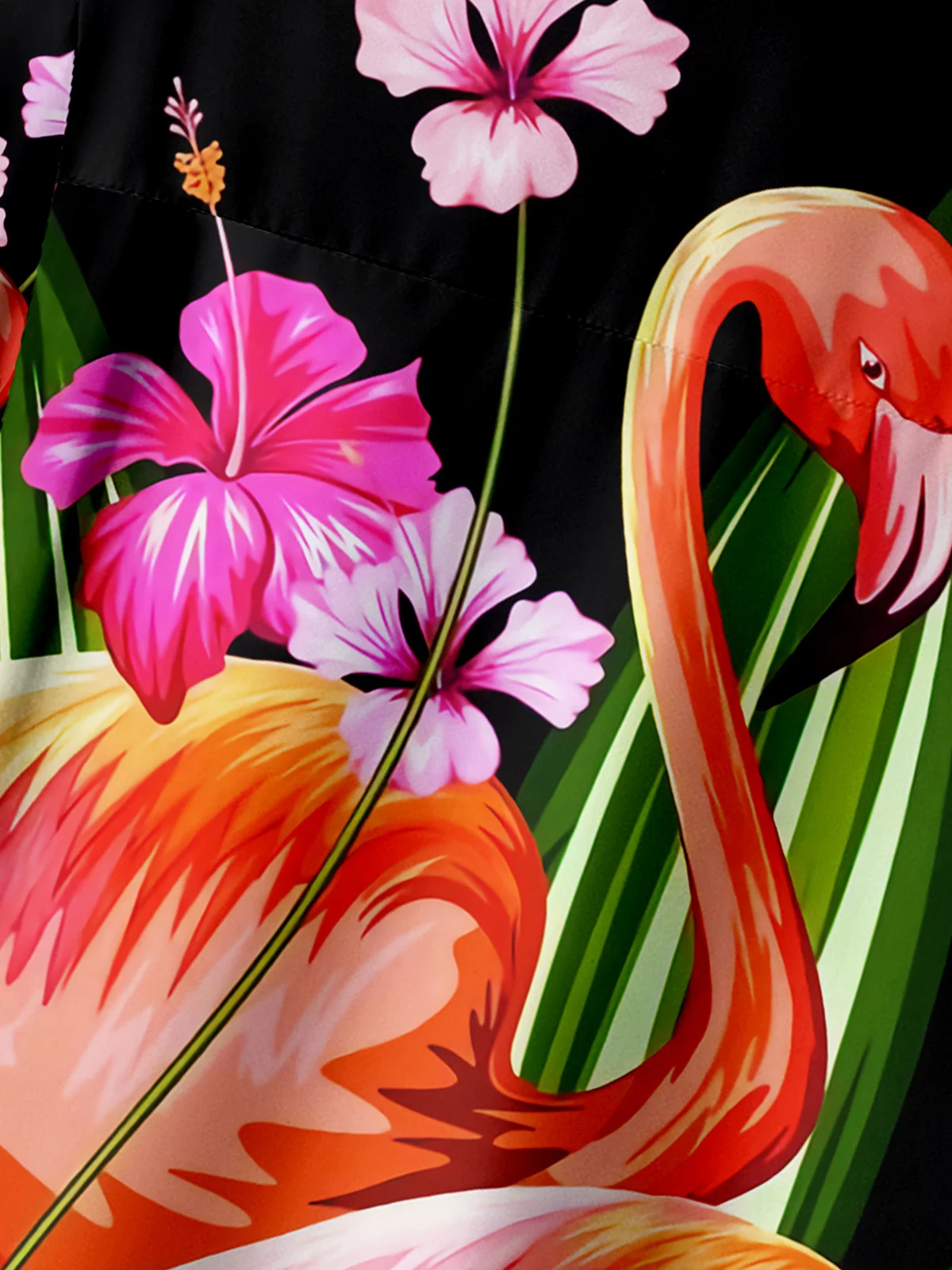 Flamingo Chest Pocket Short Sleeve Hawaiian Shirt
