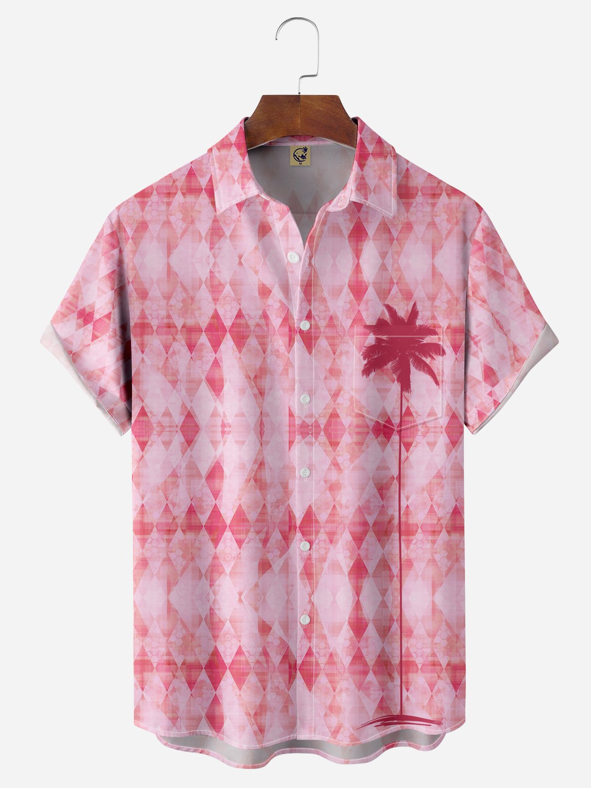 Coconut Tree Chest Pocket Short Sleeve Hawaiian Shirt