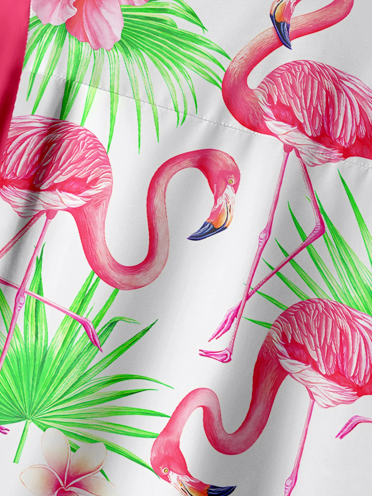 Flamingo Chest Pocket Short Sleeve Hawaiian Shirt