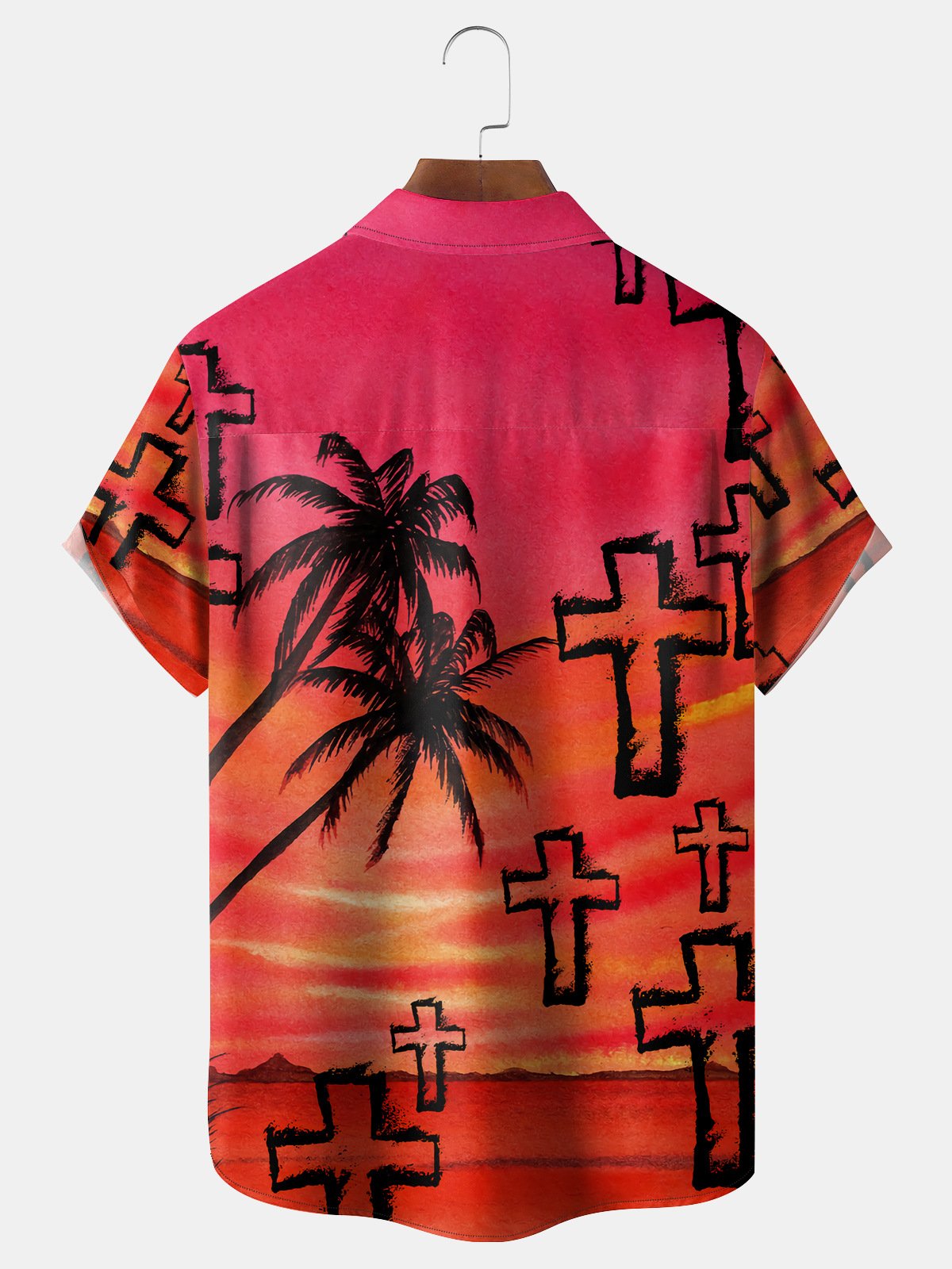 Coconut Tree Chest Pocket Short Sleeve Hawaiian Shirt