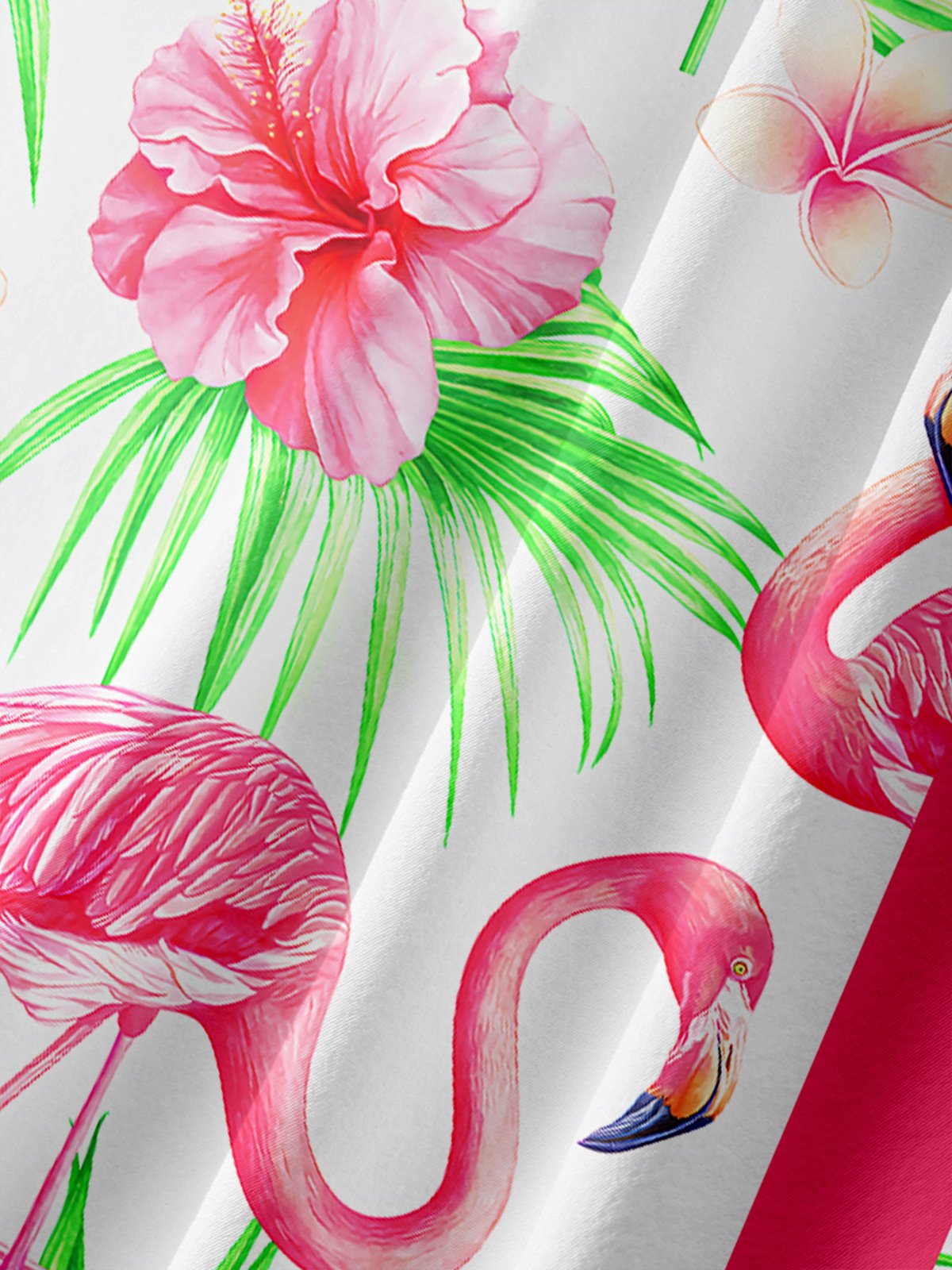 Flamingo Chest Pocket Short Sleeve Hawaiian Shirt