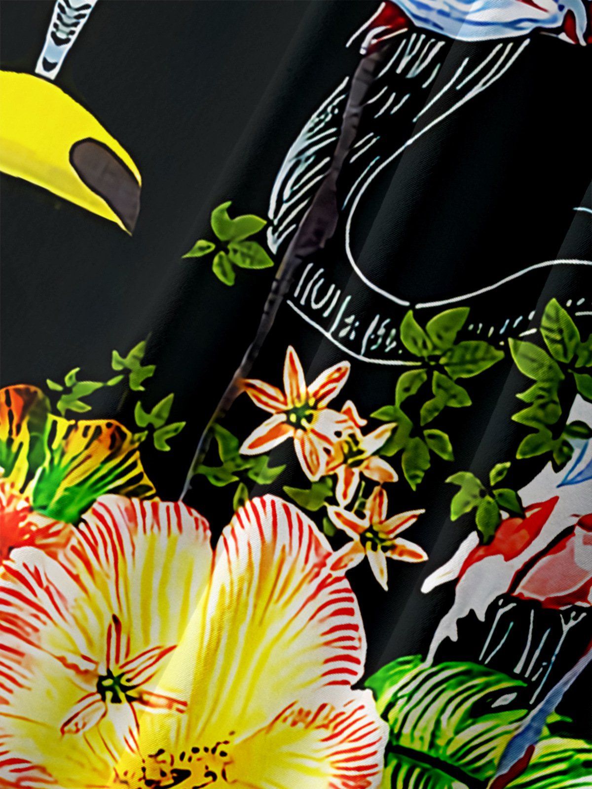Flamingo Chest Pocket Short Sleeve Hawaiian Shirt