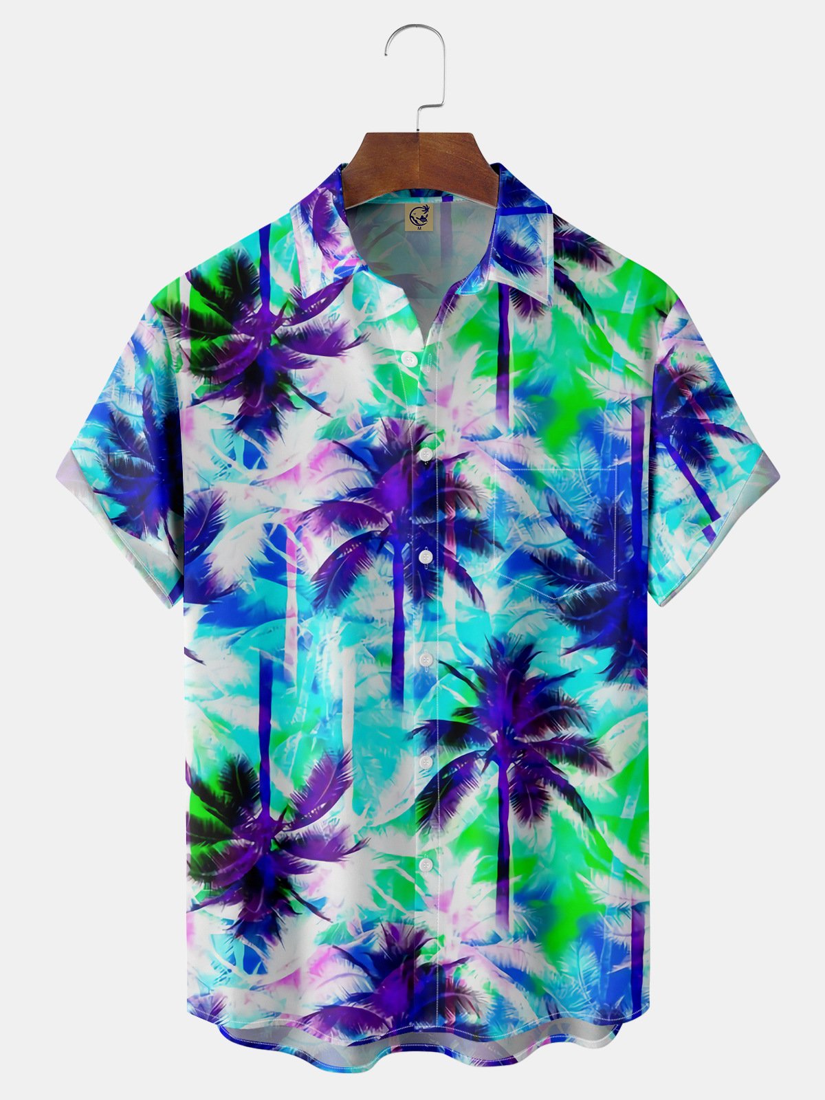 Coconut Tree Chest Pocket Short Sleeve Hawaiian Shirt