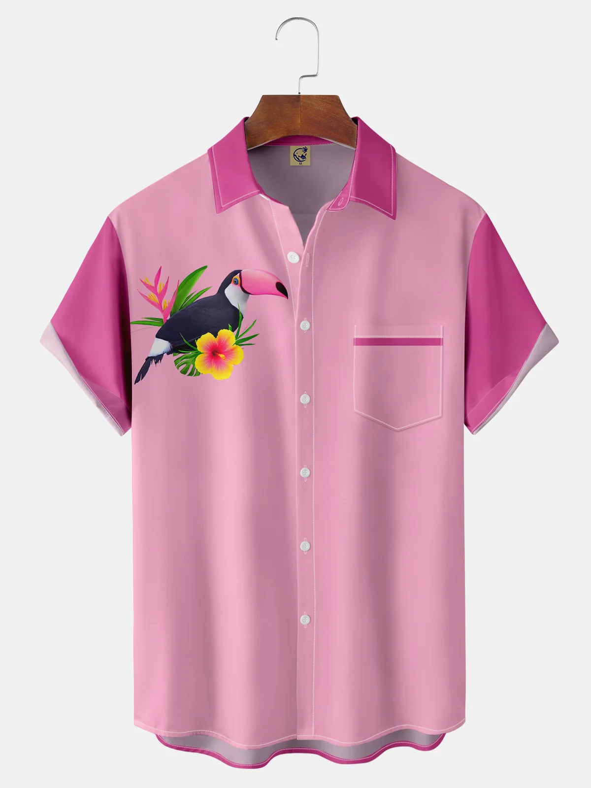 Toco Toucan Chest Pocket Short Sleeve Hawaiian Shirt