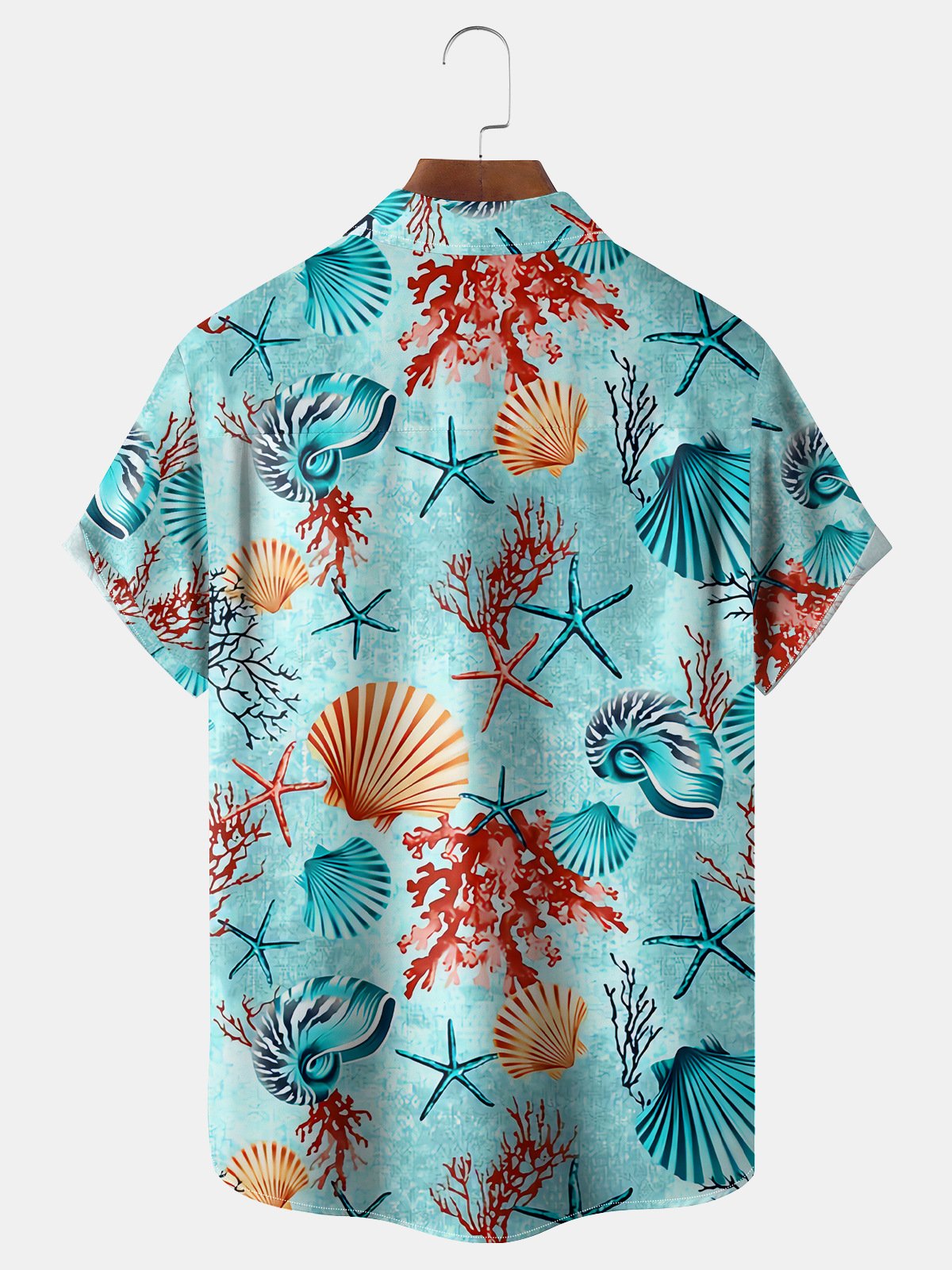 Marine Life Chest Pocket Short Sleeve Hawaiian Shirt