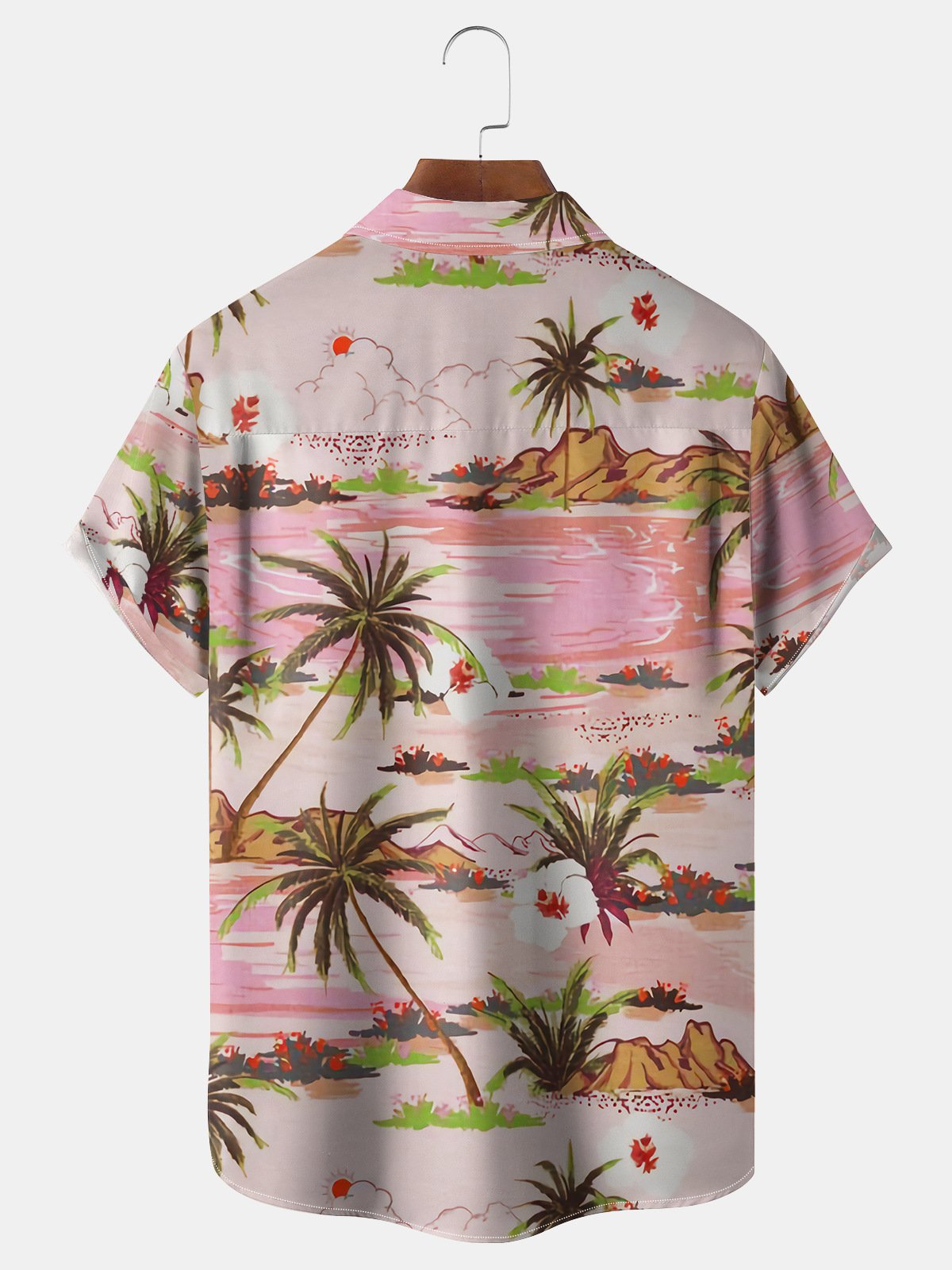 Coconut Tree Chest Pocket Short Sleeve Hawaiian Shirt