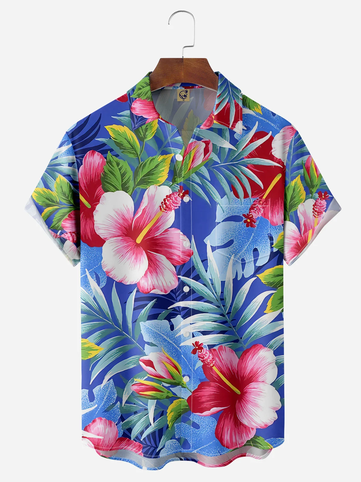 Floral Chest Pocket Short Sleeve Hawaiian Shirt