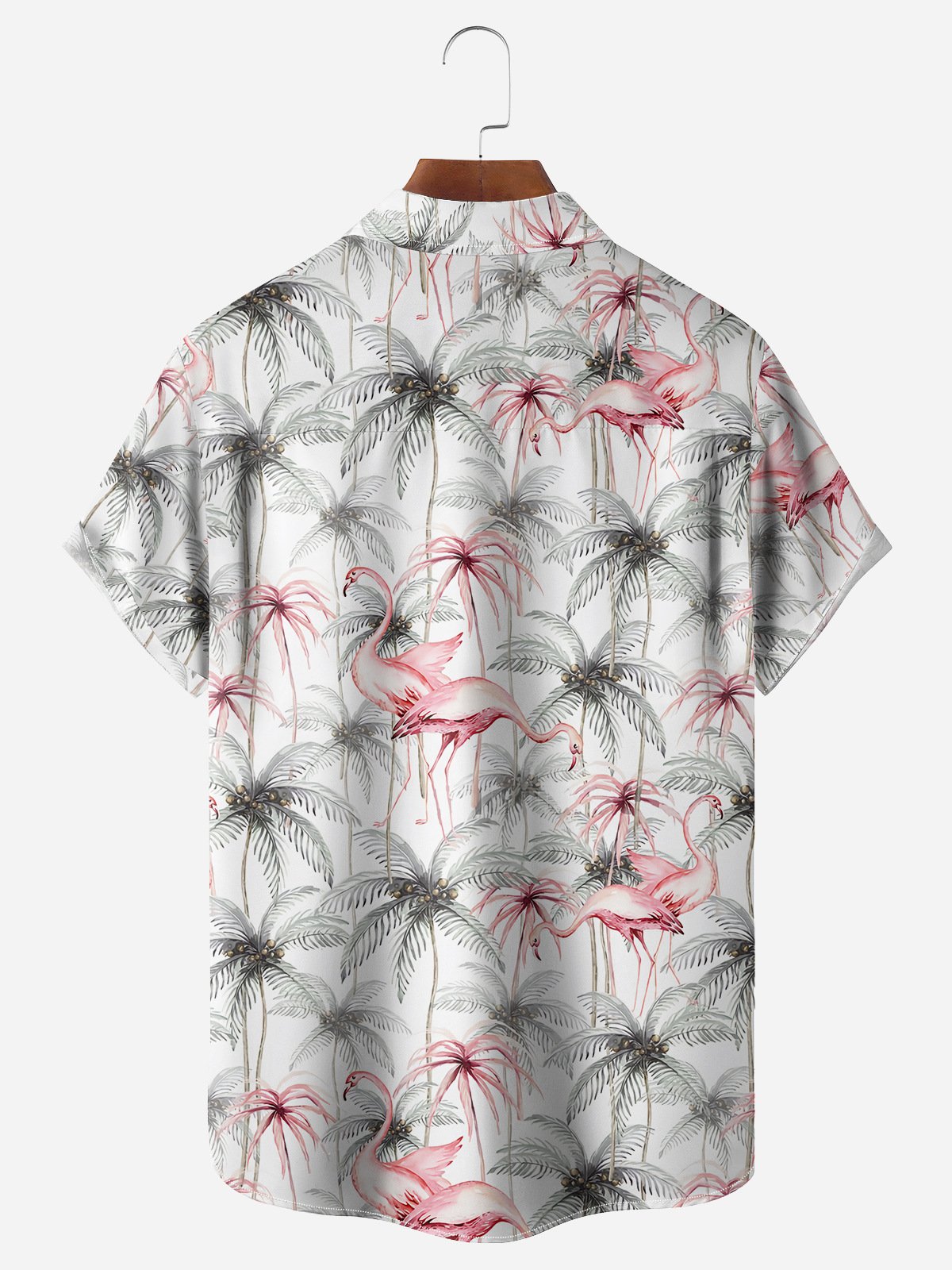 Flamingo Chest Pocket Short Sleeve Hawaiian Shirt