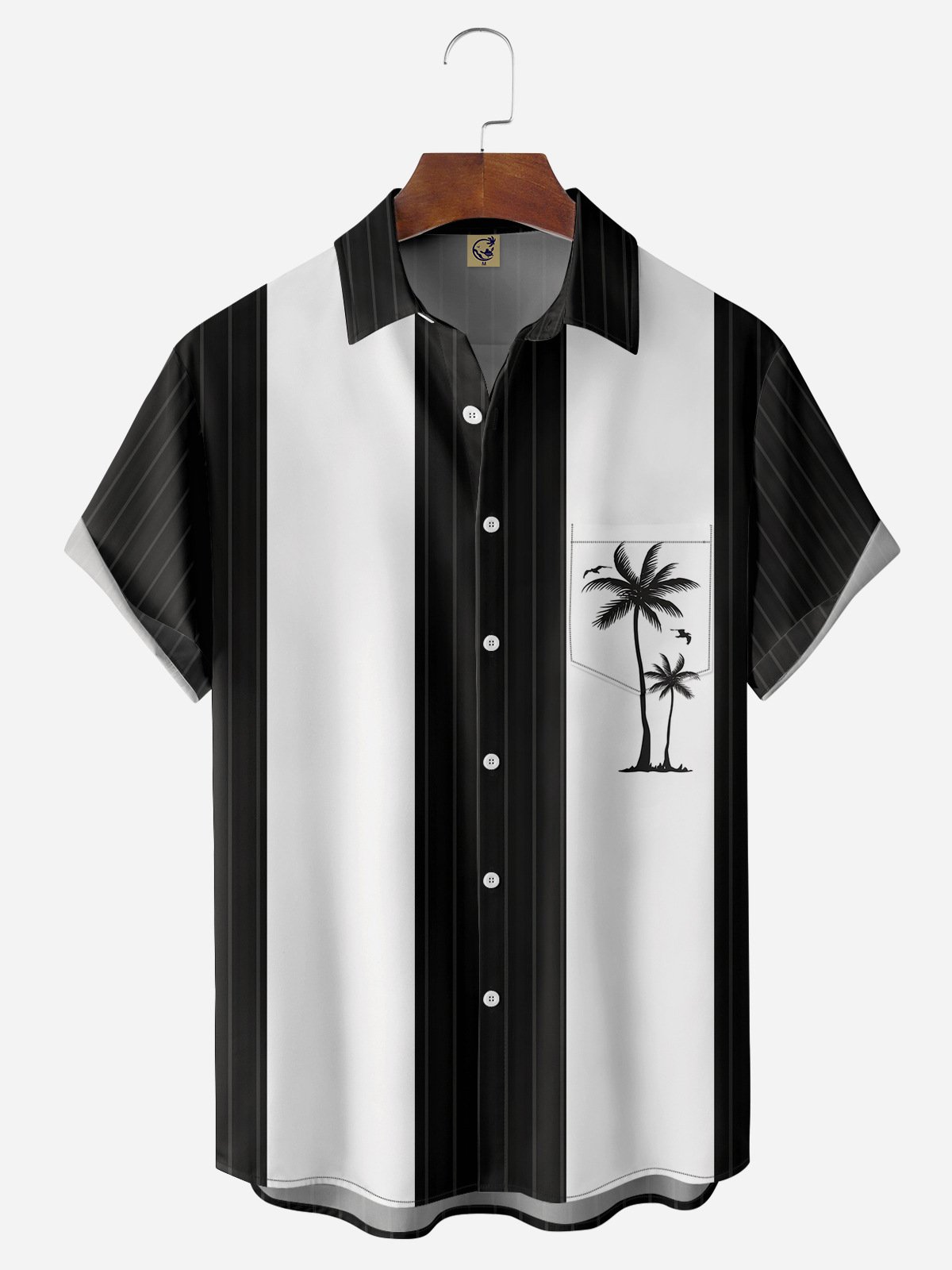 Coconut Tree Chest Pocket Short Sleeve Bowling Shirt