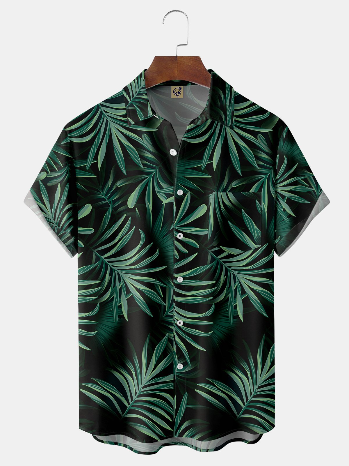 Leaves Chest Pocket Short Sleeve Hawaiian Shirt