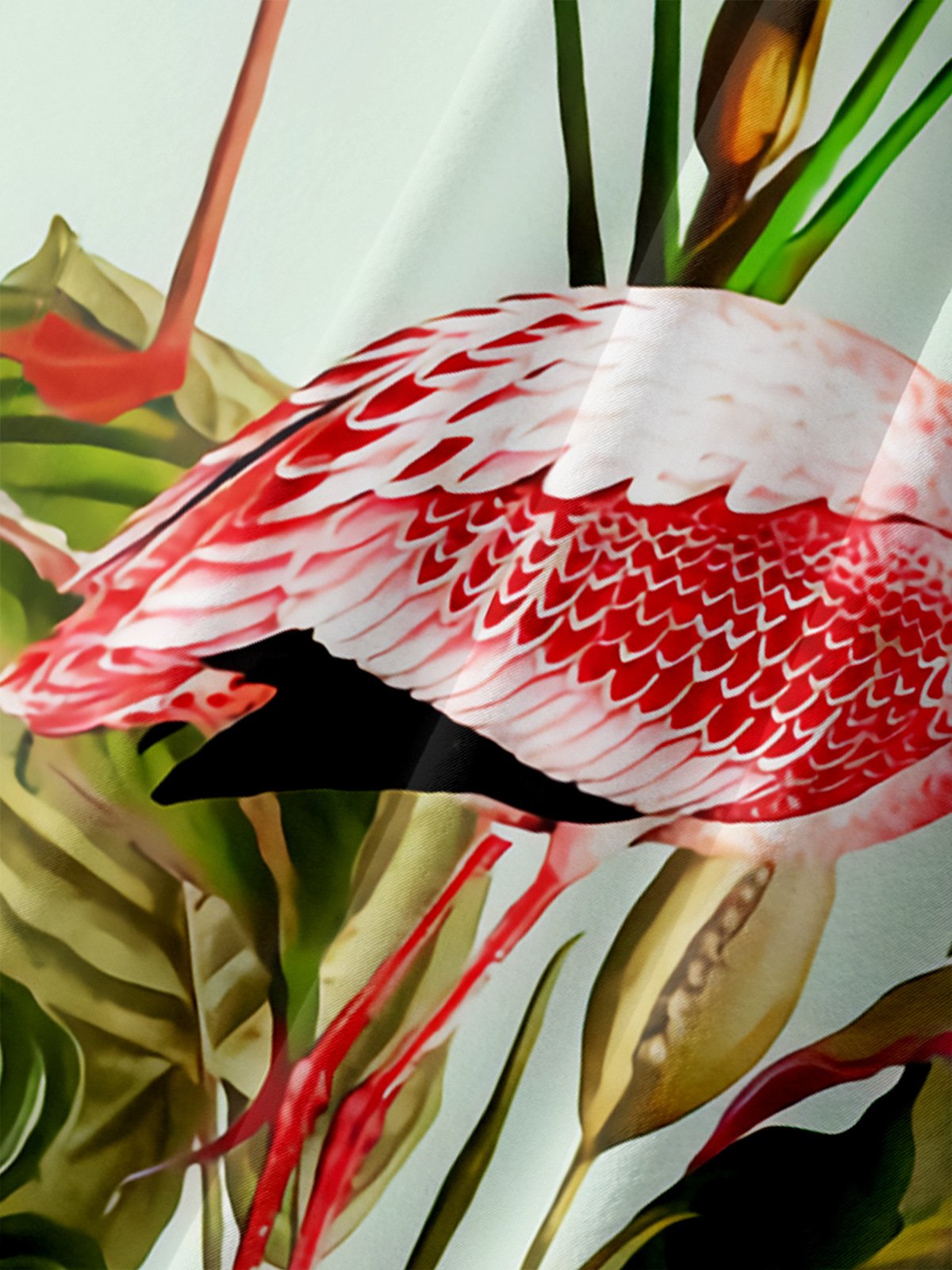 Flamingo Chest Pocket Short Sleeve Hawaiian Shirt