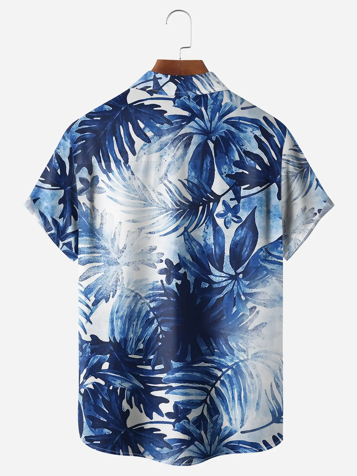 Palm Leaf Chest Pocket Short Sleeve Hawaiian Shirt