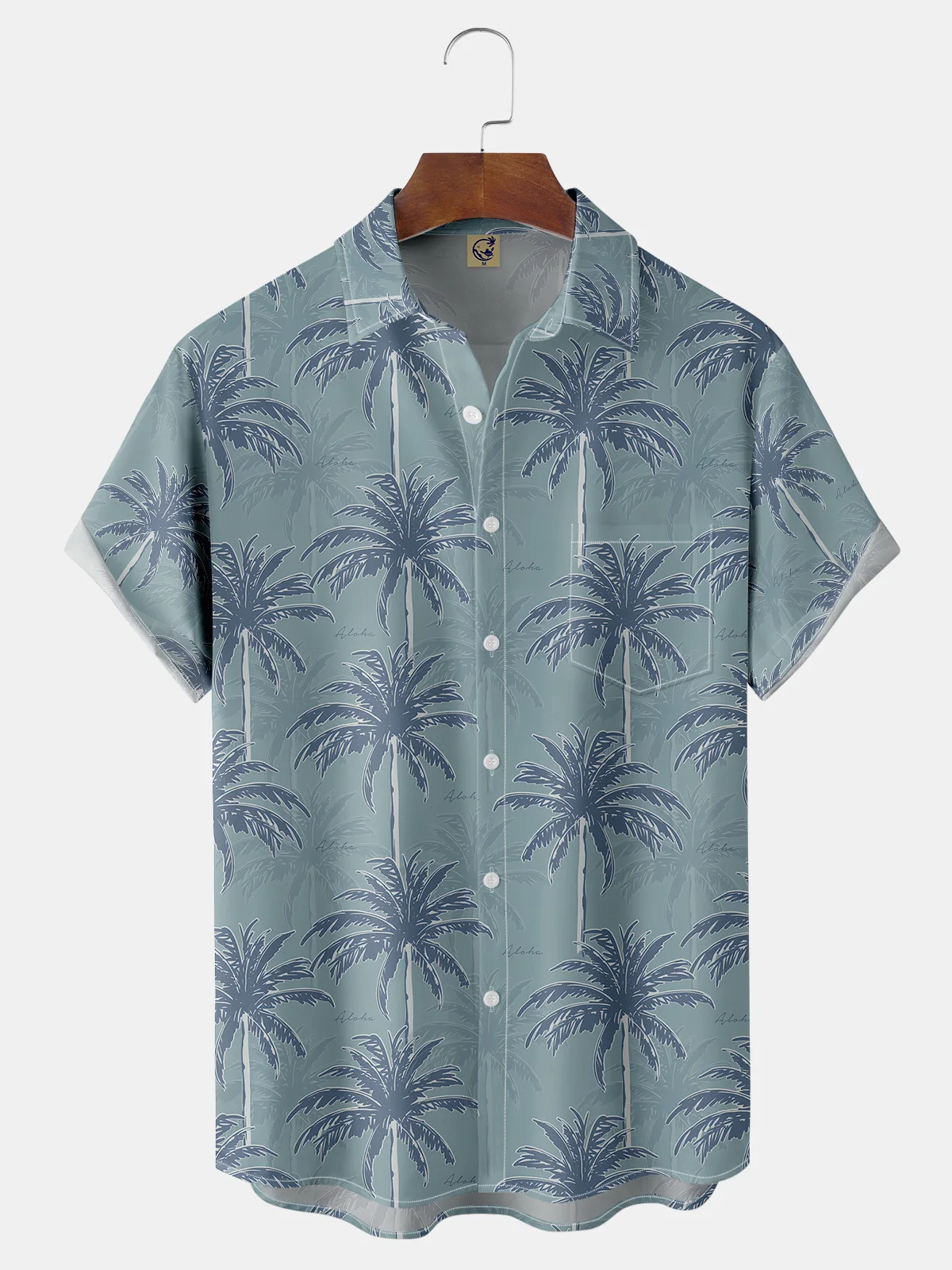 Coconut Tree Chest Pocket Short Sleeve Hawaiian Shirt