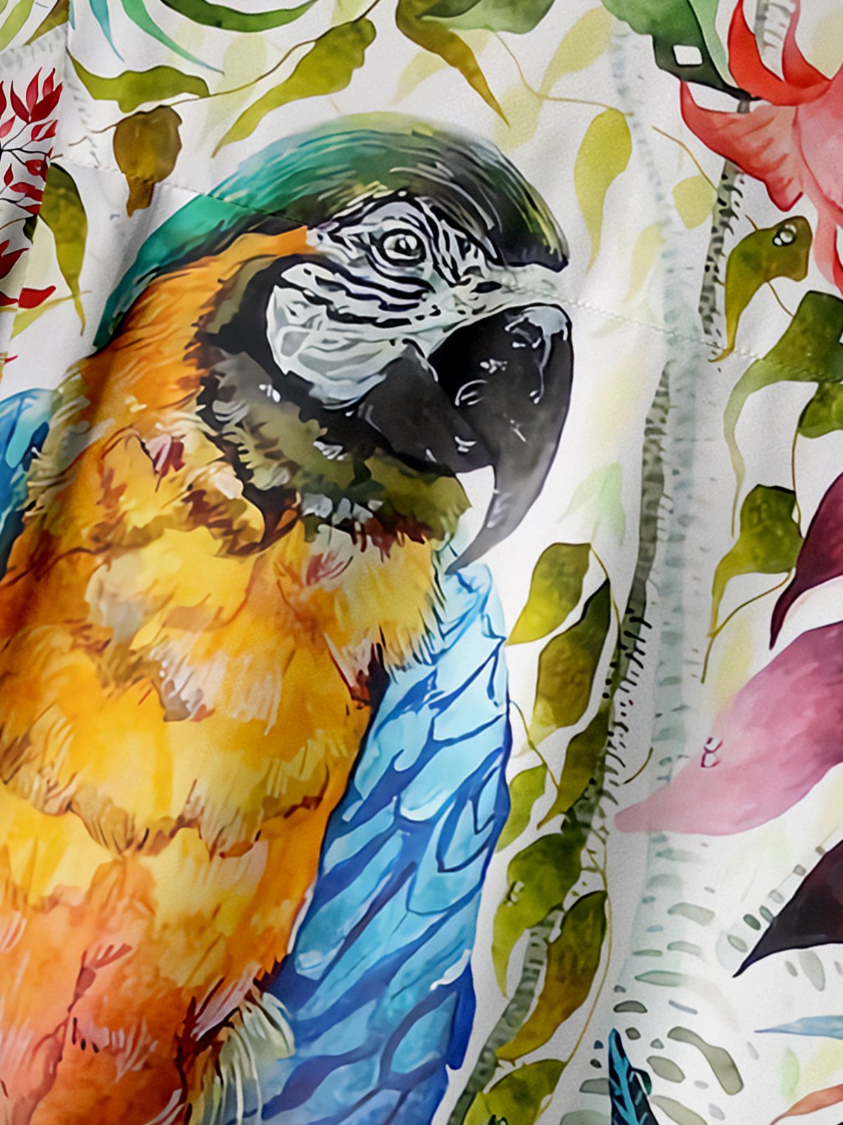 Parrots Chest Pocket Short Sleeve Hawaiian Shirt