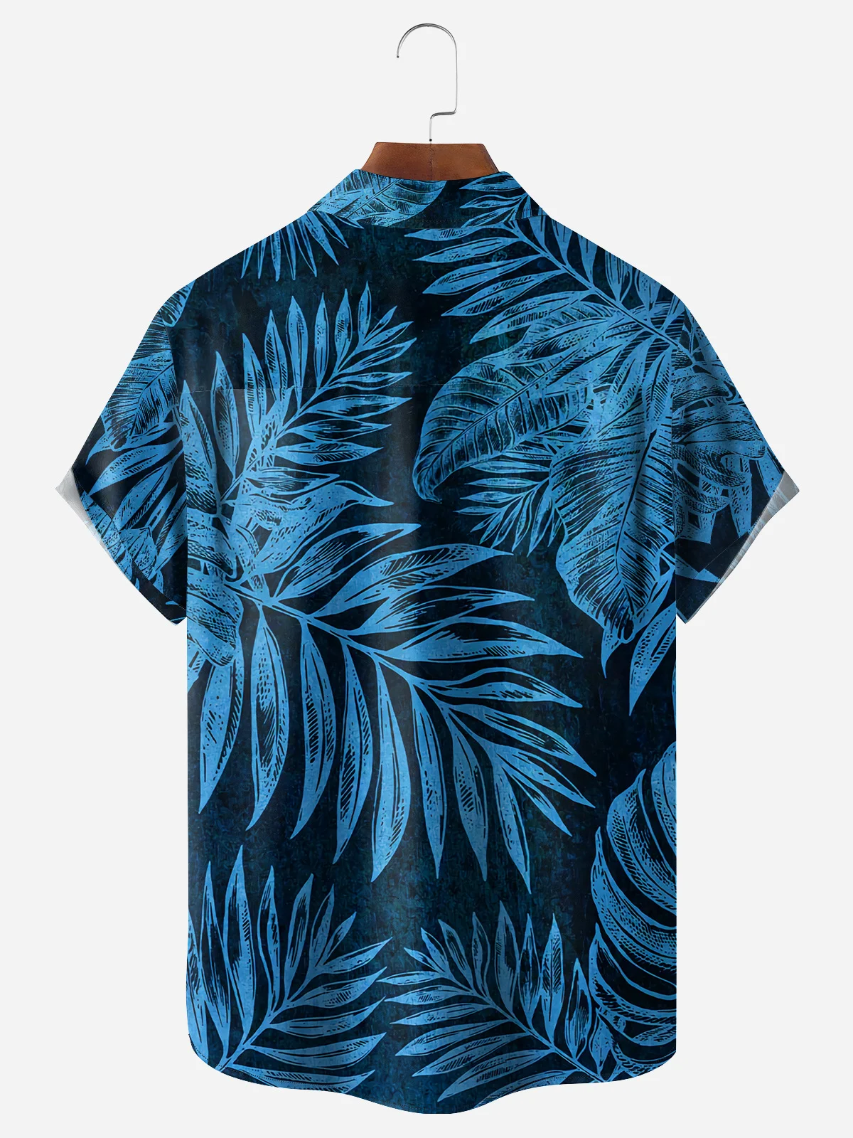 Palm Leaf Chest Pocket Short Sleeve Hawaiian Shirt