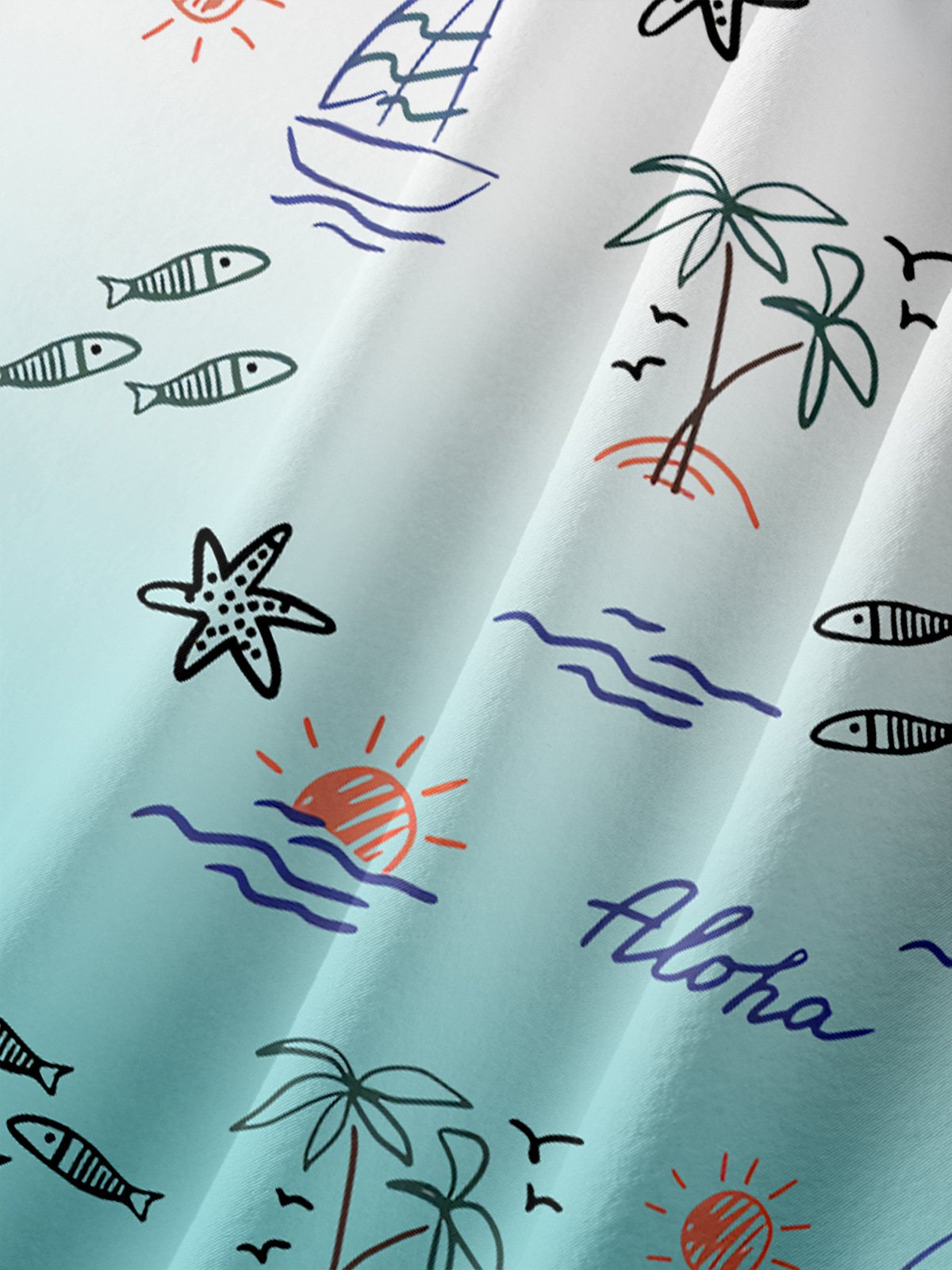Coconut Tree Chest Pocket Short Sleeve Hawaiian Shirt