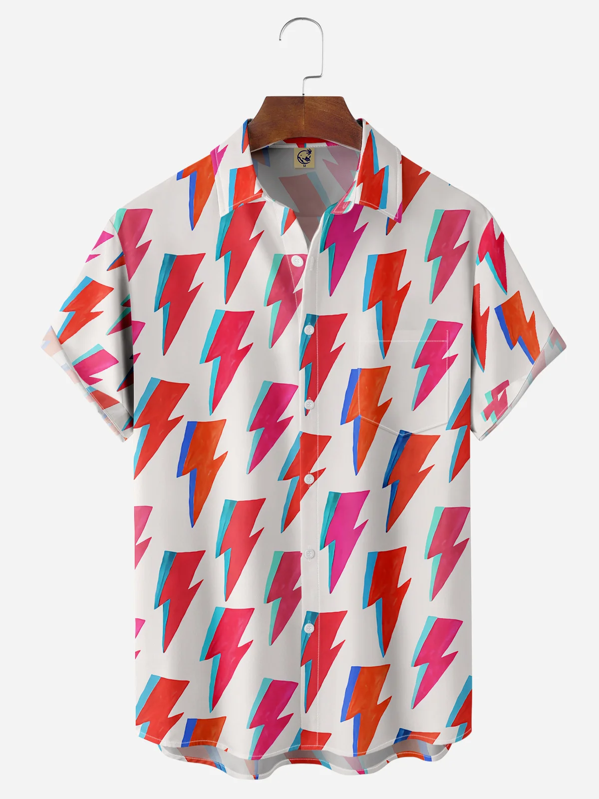 Lightning Chest Pocket Short Sleeve Casual Shirt