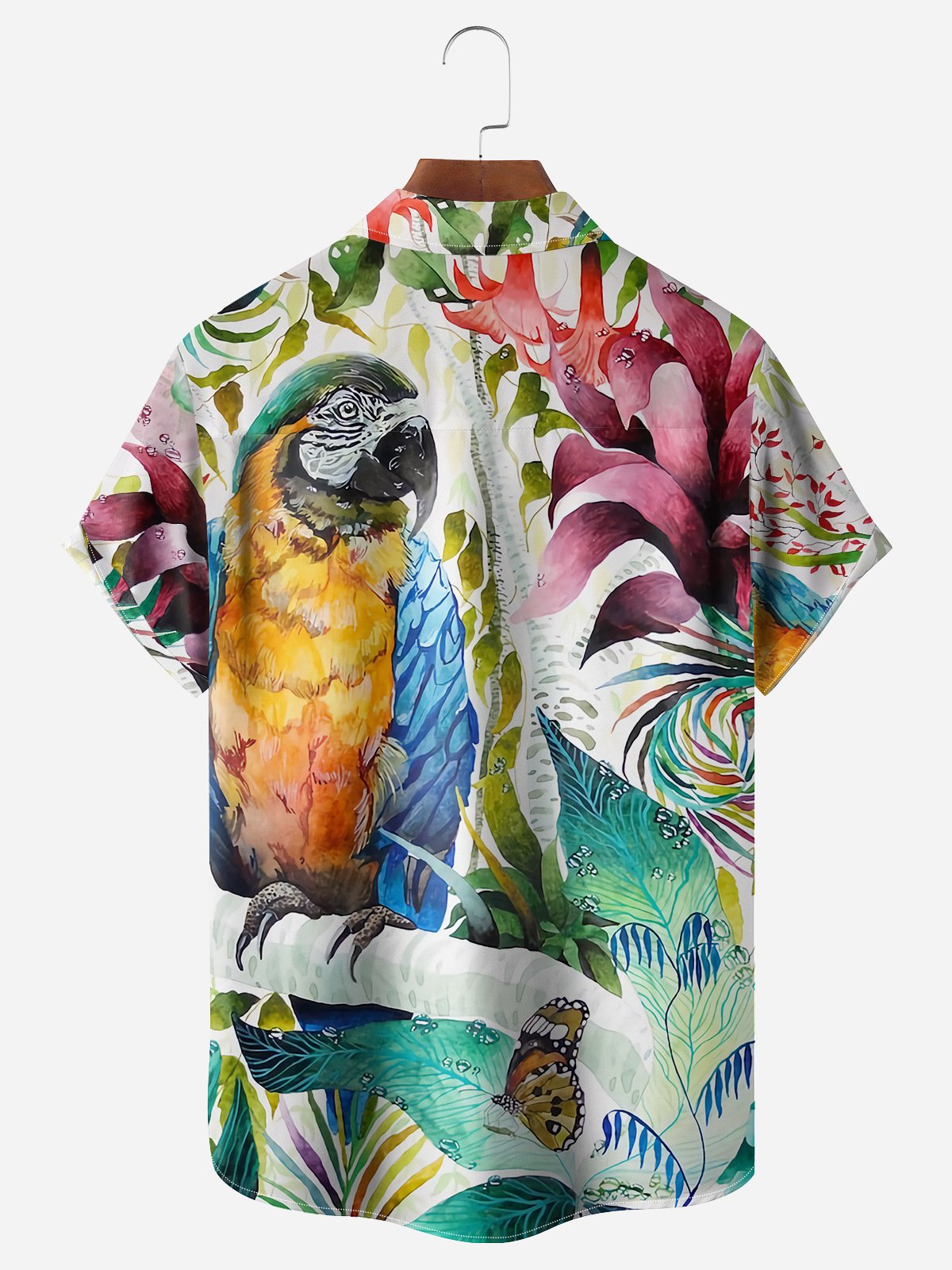 Parrots Chest Pocket Short Sleeve Hawaiian Shirt