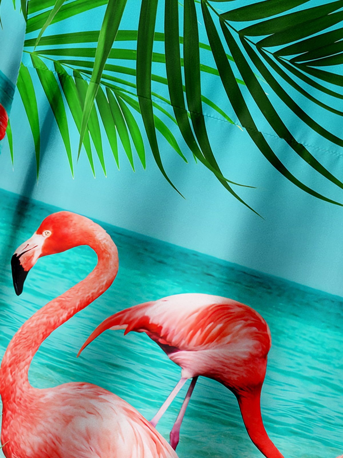 Flamingo Chest Pocket Short Sleeve Hawaiian Shirt