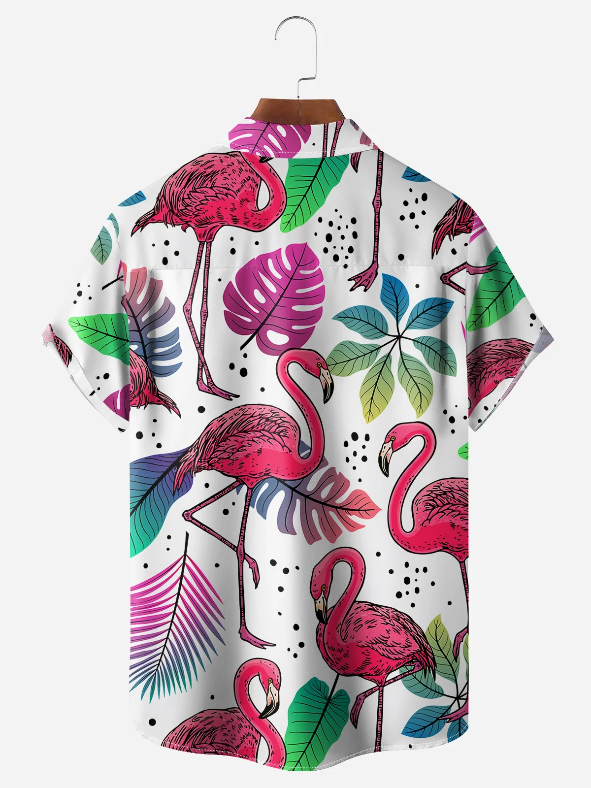 Flamingo Chest Pocket Short Sleeve Hawaiian Shirt