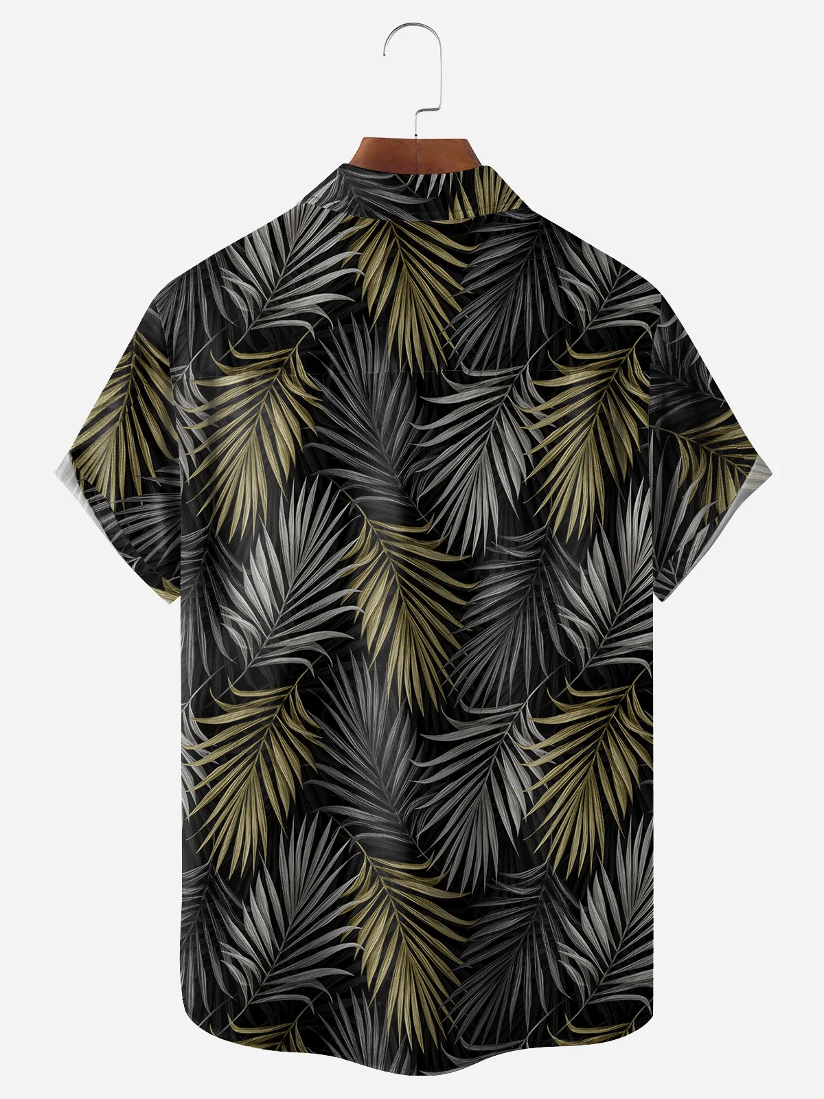 Palm Leaf Chest Pocket Short Sleeve Hawaiian Shirt