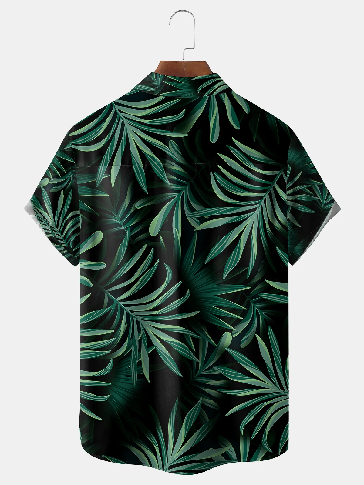 Leaves Chest Pocket Short Sleeve Hawaiian Shirt