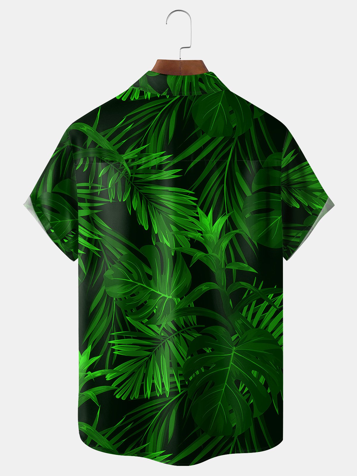 Leaves Chest Pocket Short Sleeve Hawaiian Shirt