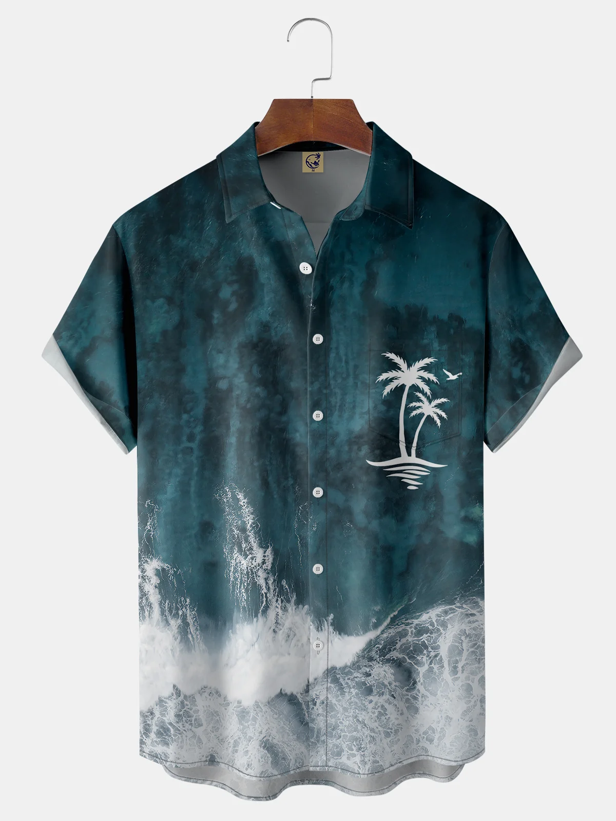 Coconut Tree Chest Pocket Short Sleeve Bowling Shirt