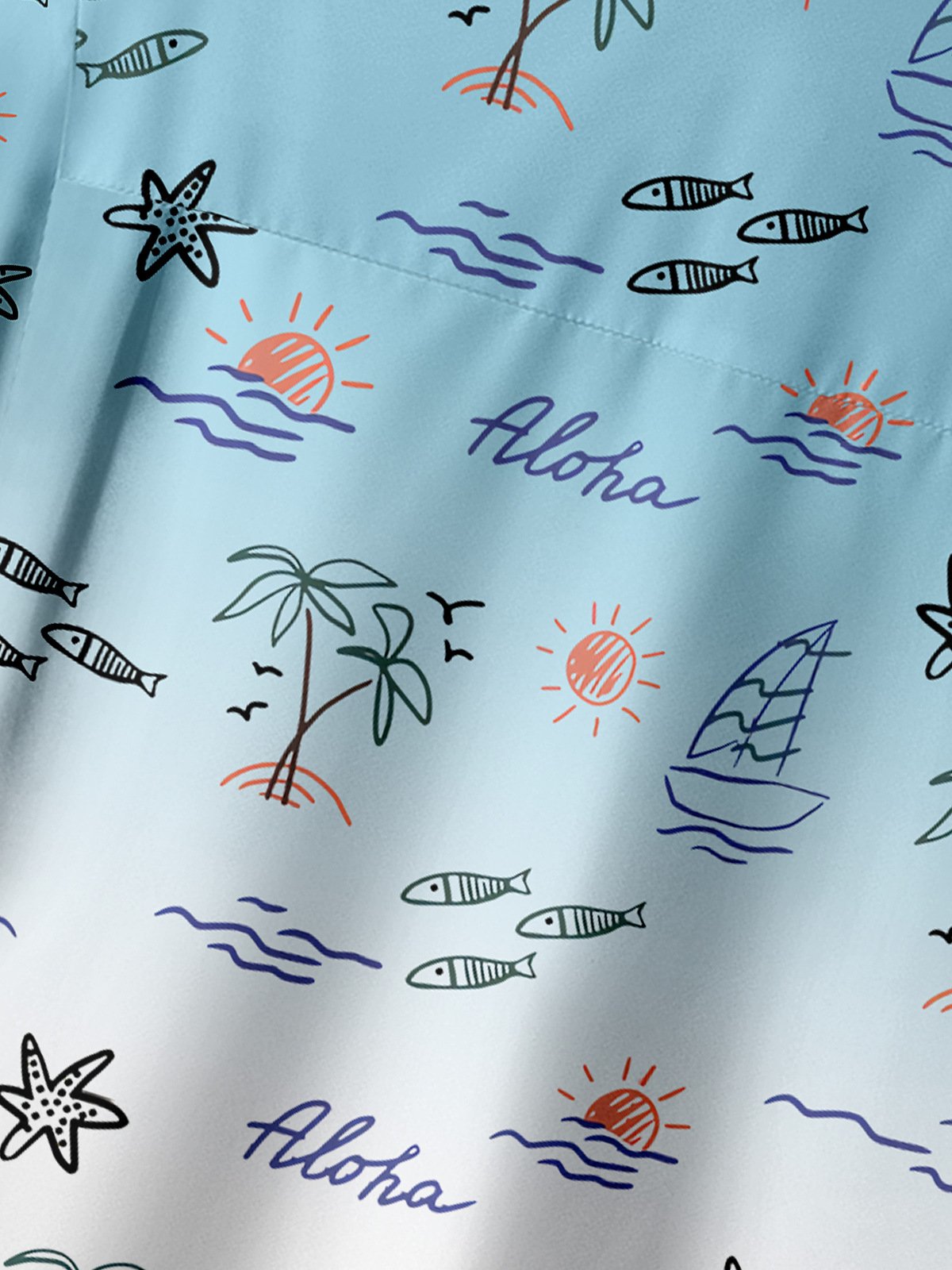 Coconut Tree Chest Pocket Short Sleeve Hawaiian Shirt