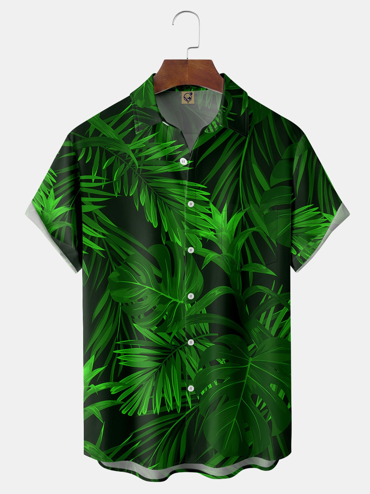 Leaves Chest Pocket Short Sleeve Hawaiian Shirt