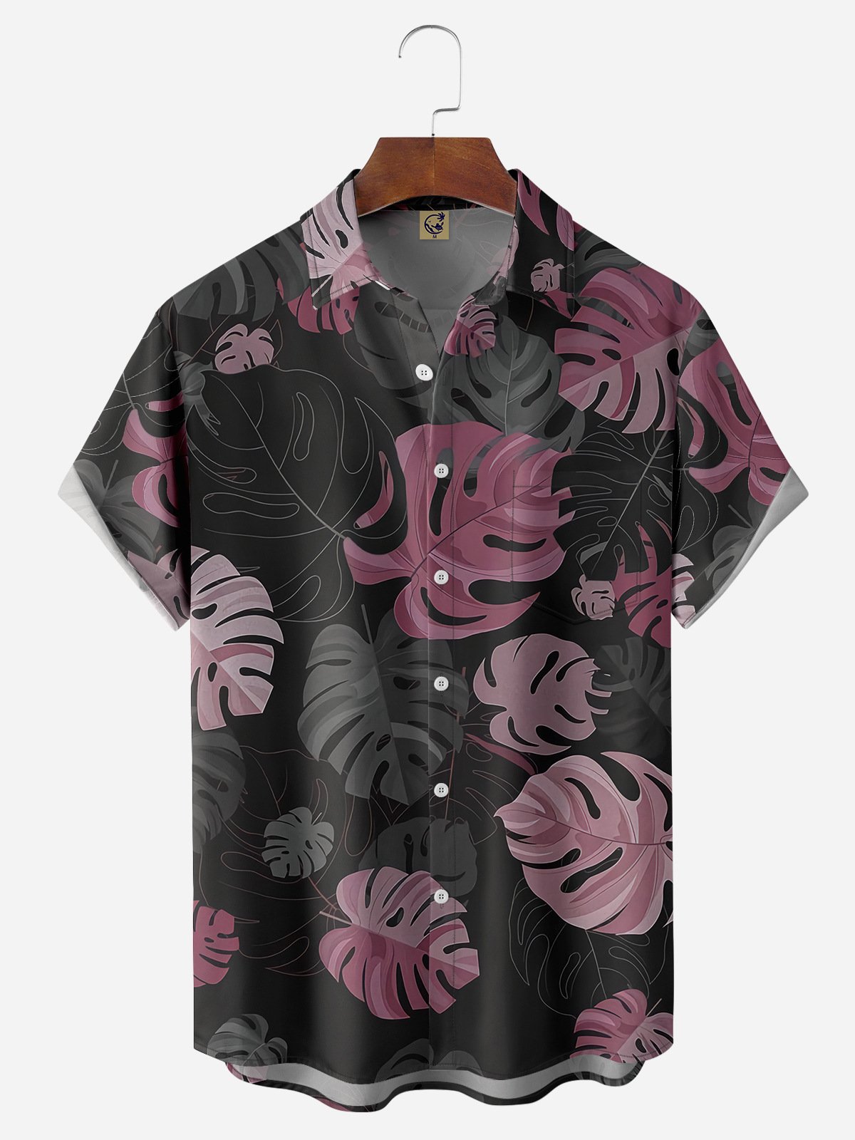 Monstera Leaf Chest Pocket Short Sleeve Hawaiian Shirt