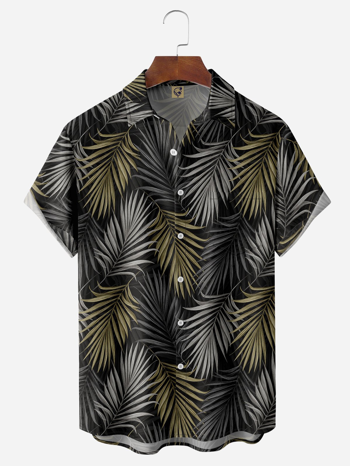 Palm Leaf Chest Pocket Short Sleeve Hawaiian Shirt